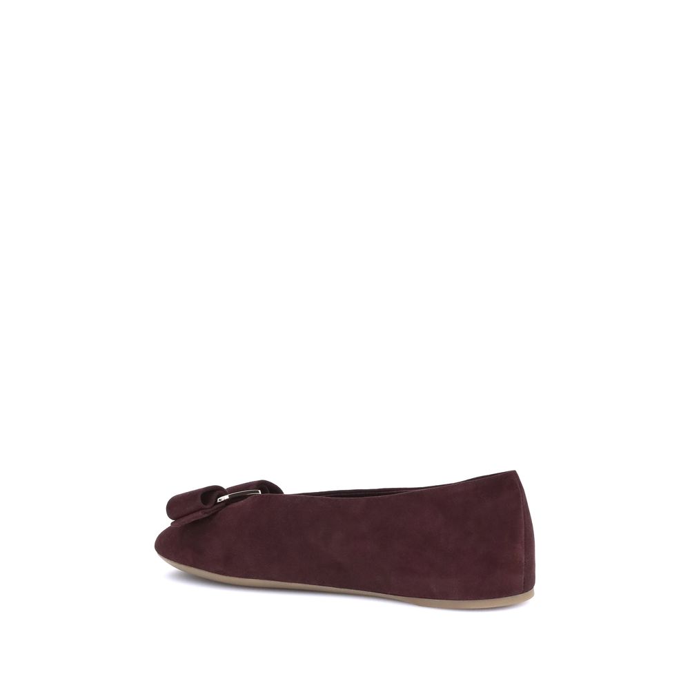 Ferragamo Bordeaux Goatskin Ballet Flats | Regal Royce