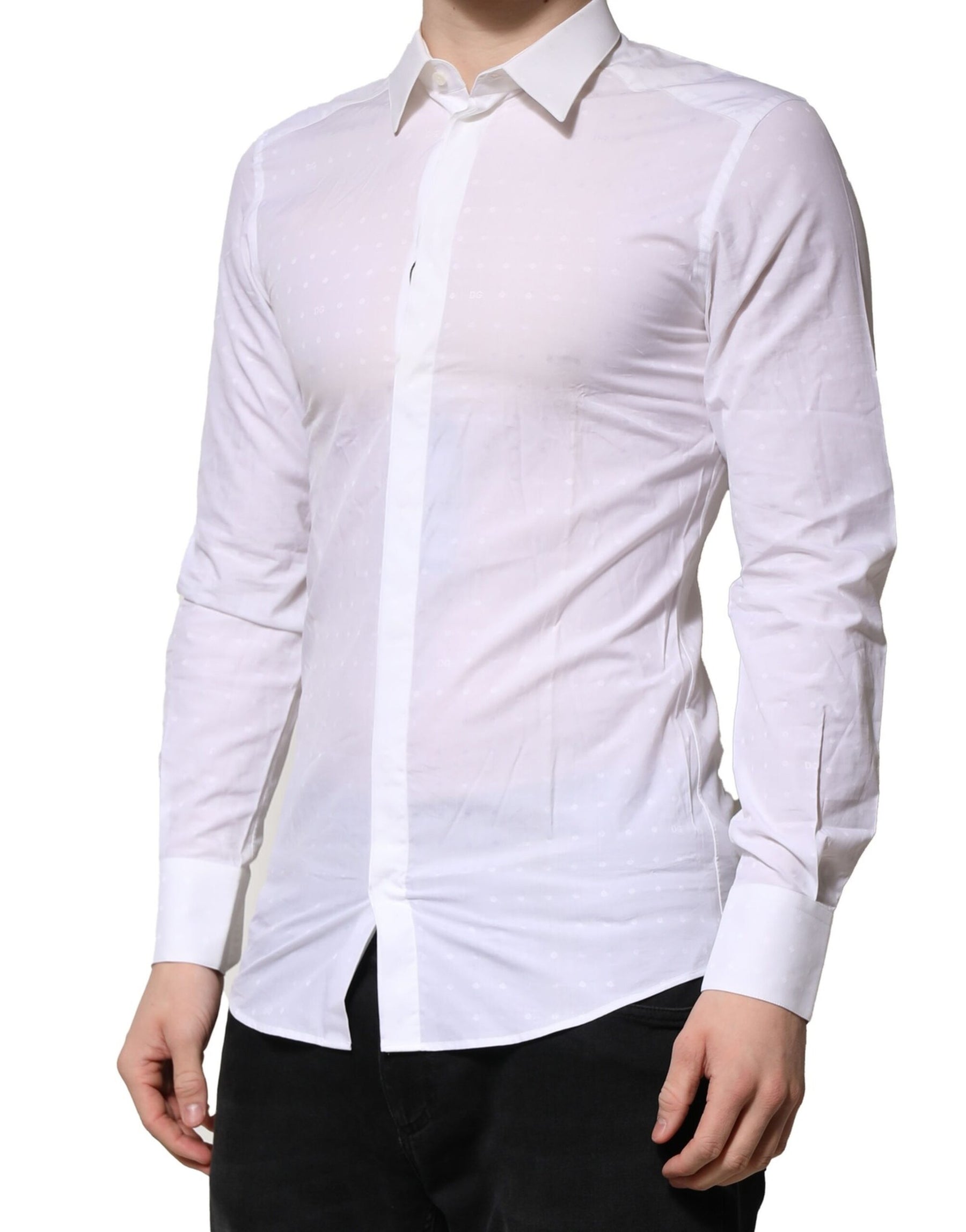 Dolce & Gabbana White Cotton GOLD Dress Formal Shirt | Regal Royce