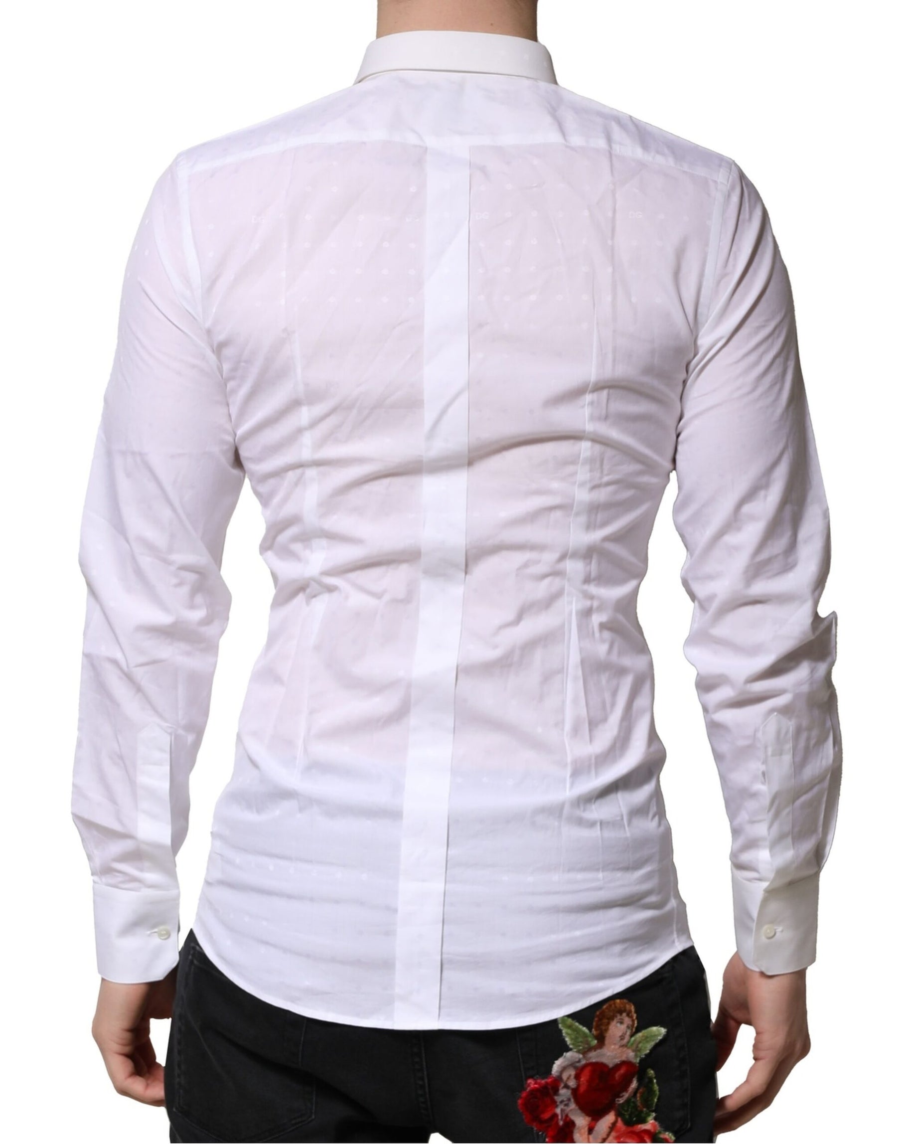 Dolce & Gabbana White Cotton GOLD Dress Formal Shirt | Regal Royce