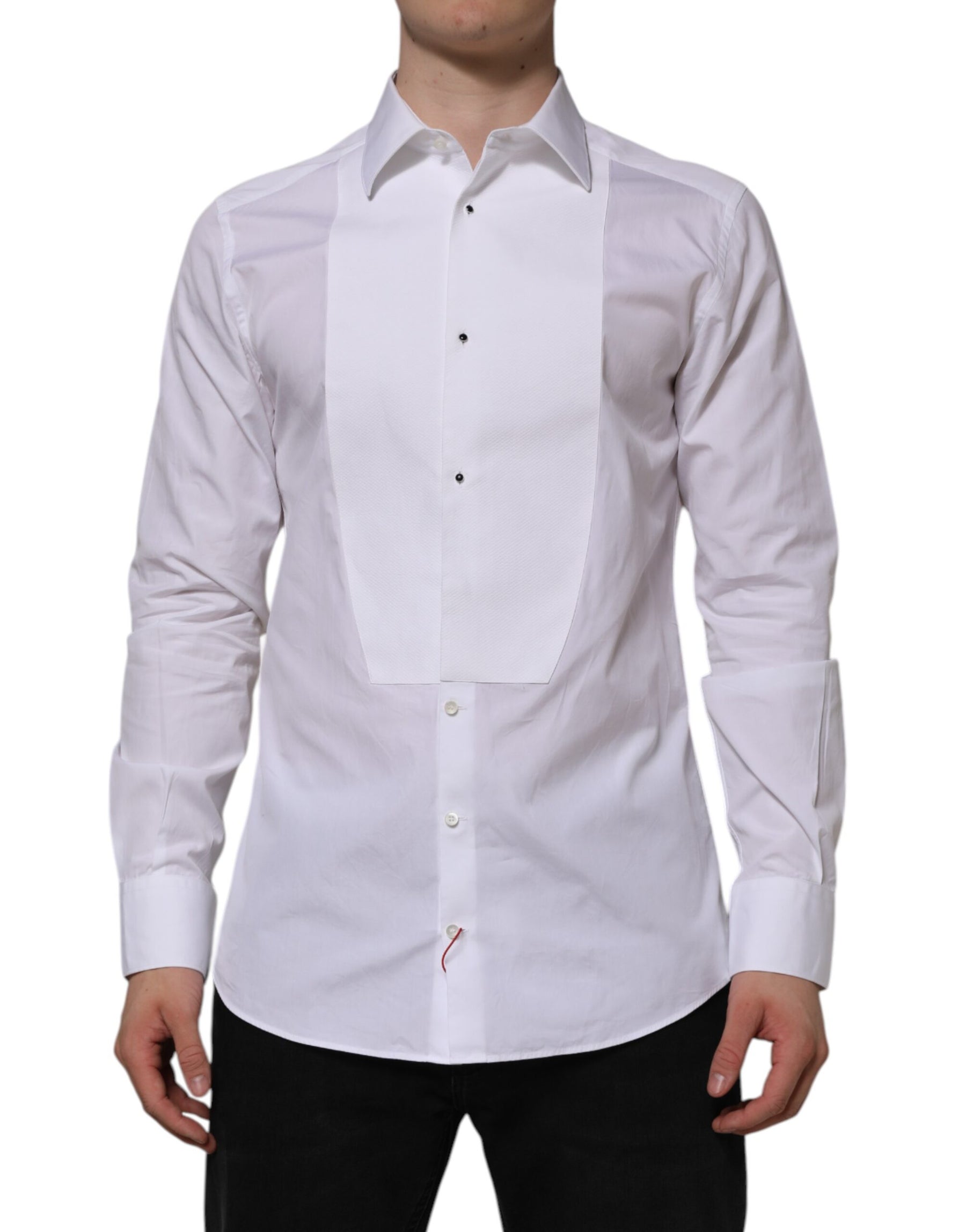 Dolce & Gabbana White Bib Cotton Poplin GOLD Formal Shirt | Regal Royce