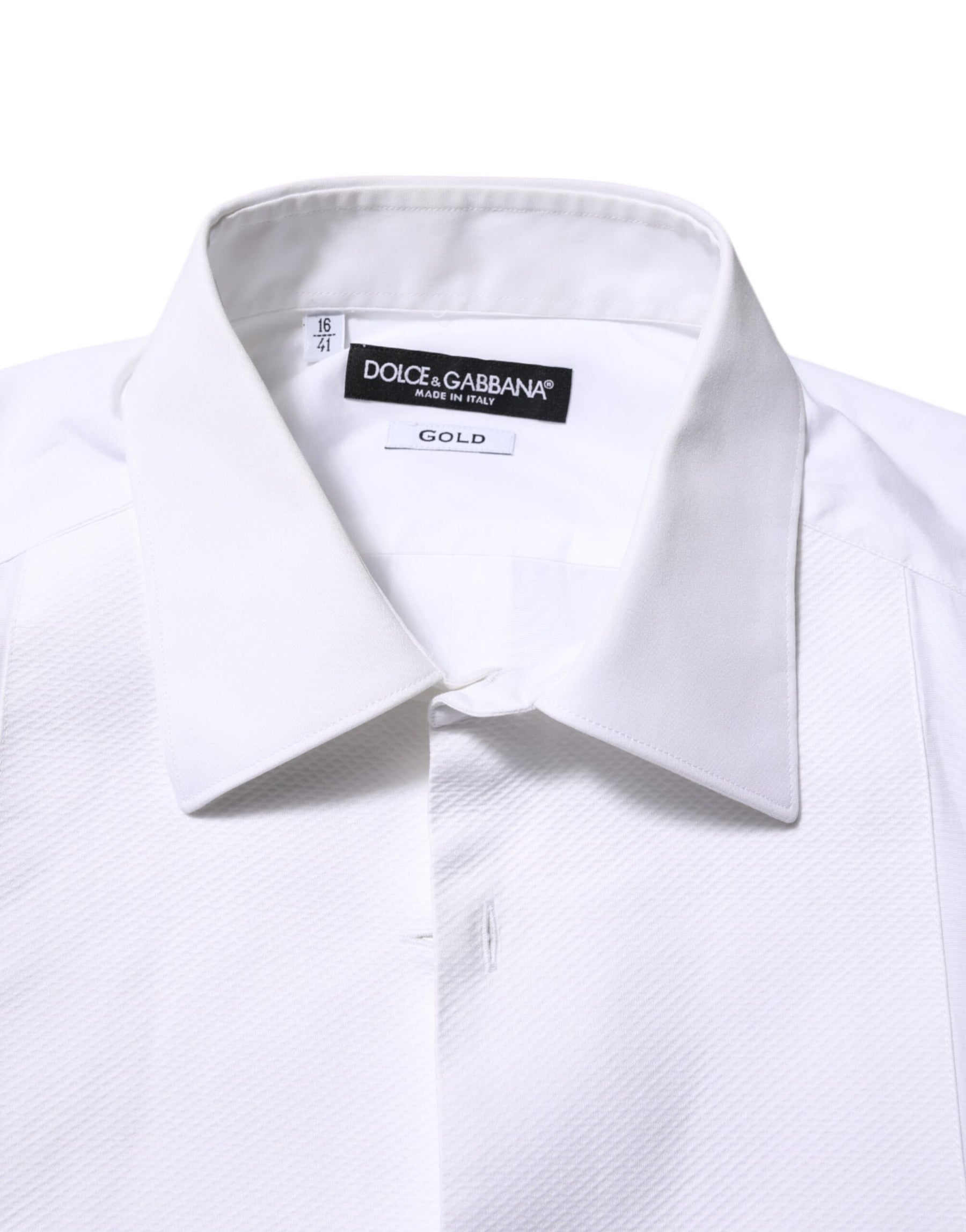 Dolce & Gabbana White Bib Cotton Poplin GOLD Formal Shirt | Regal Royce
