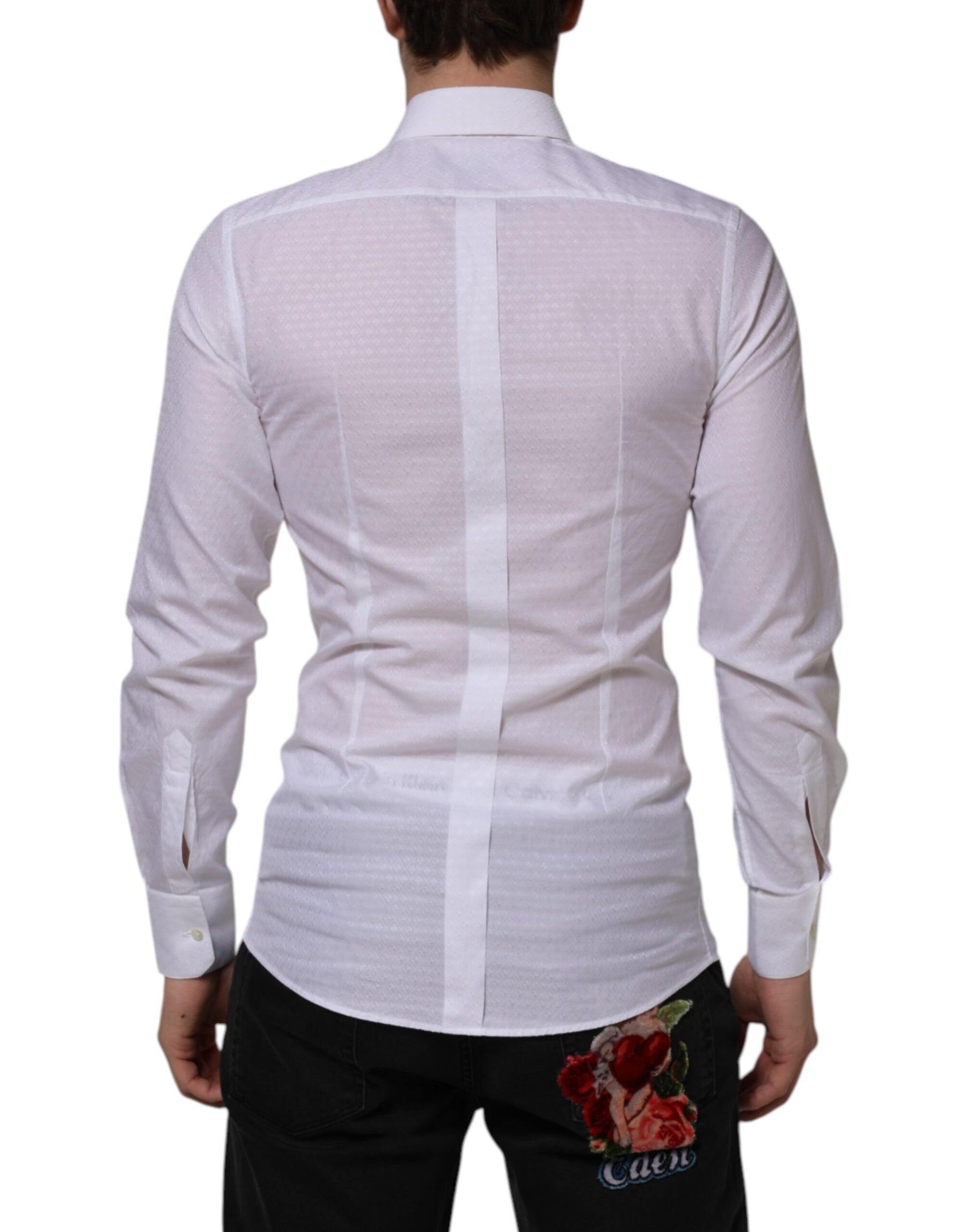 Dolce & Gabbana White Cotton GOLD Long Sleeves Formal Shirt | Regal Royce