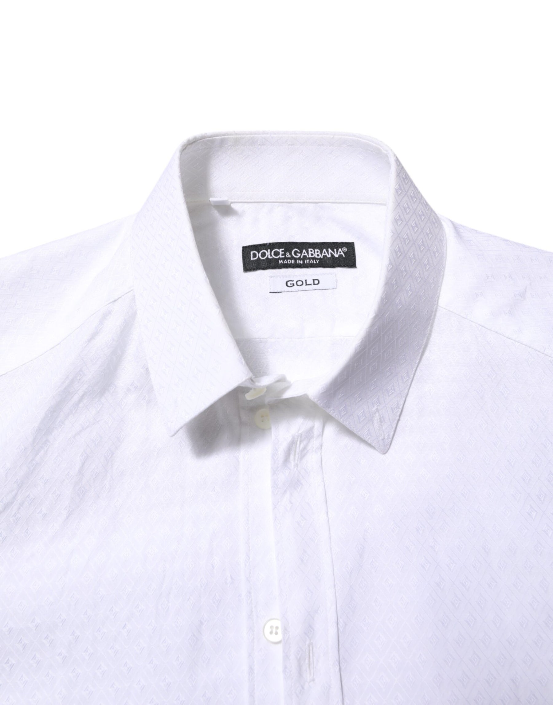 Dolce & Gabbana White Cotton GOLD Long Sleeves Formal Shirt | Regal Royce