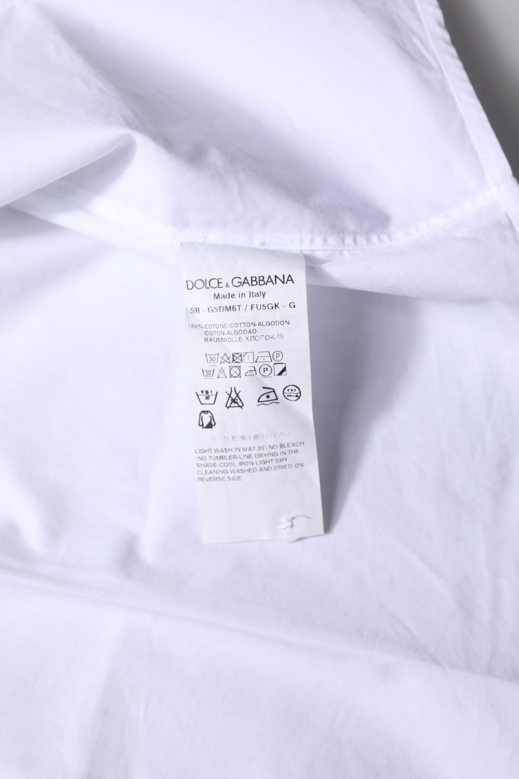 Dolce & Gabbana White Cotton GOLD Long Sleeves Formal Shirt