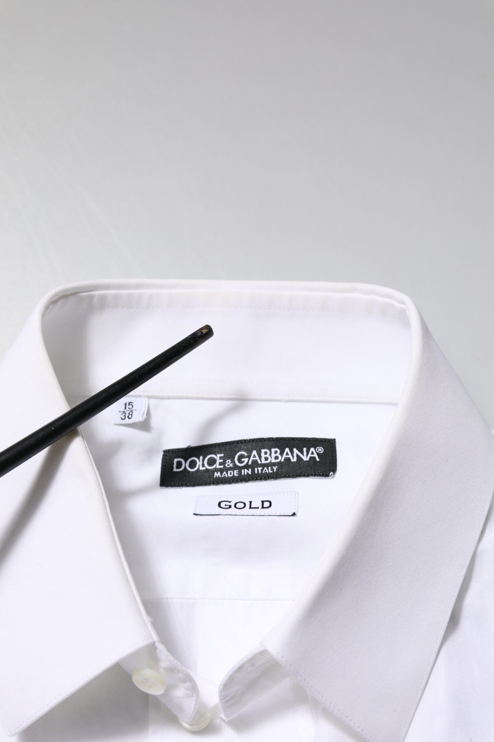 Dolce & Gabbana White Cotton GOLD Long Sleeves Formal Shirt