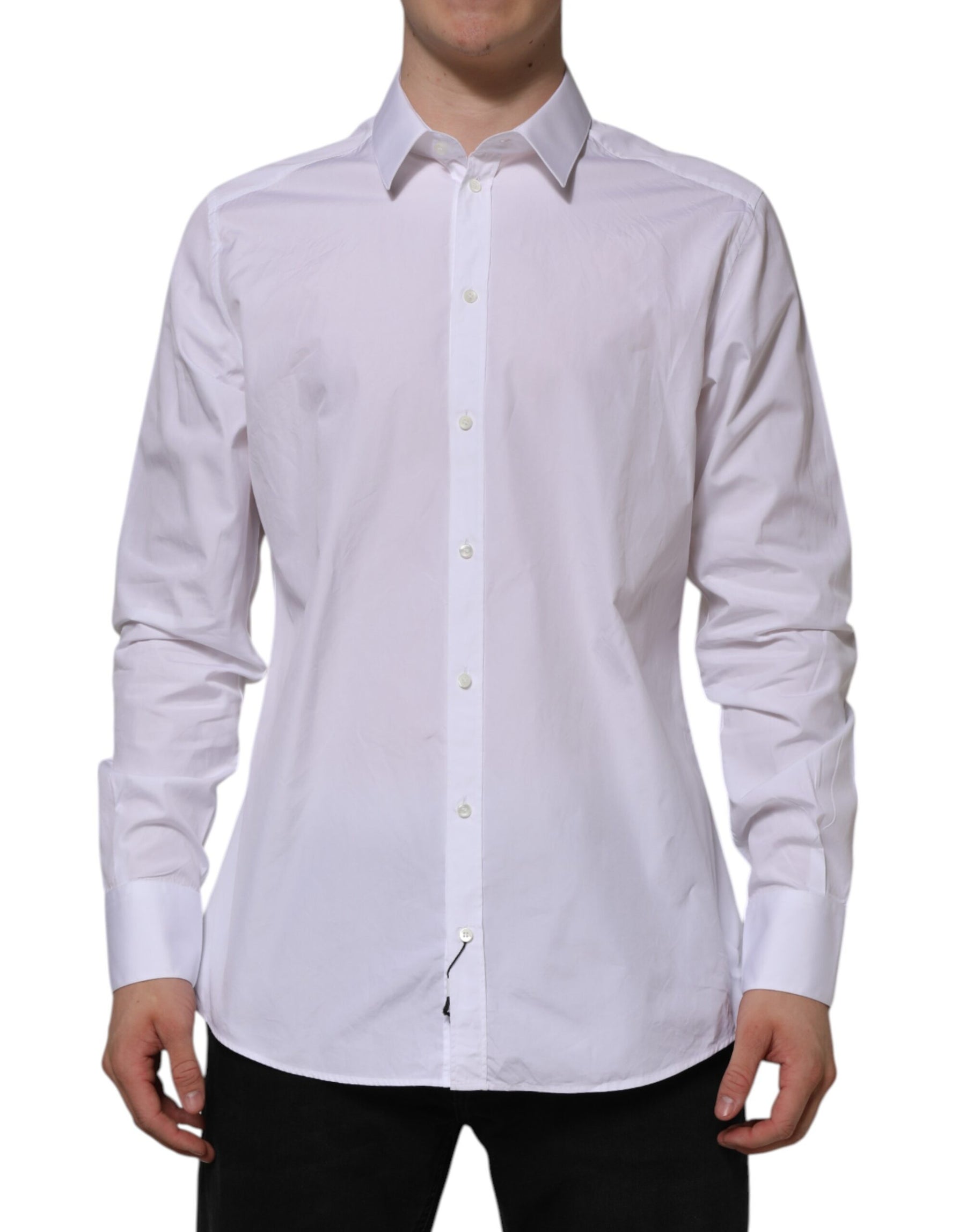 Dolce & Gabbana White Cotton GOLD Long Sleeves Formal Shirt | Regal Royce