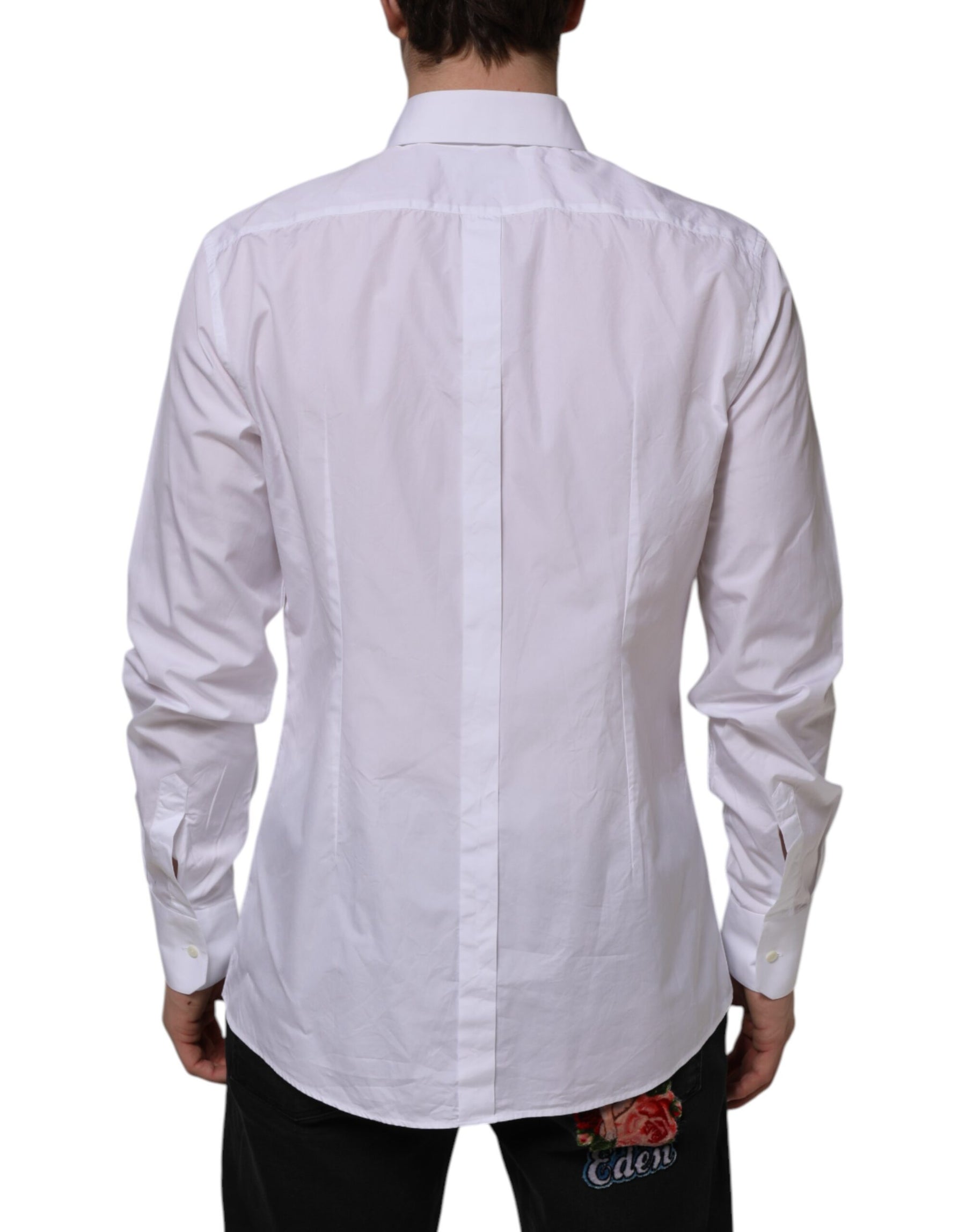 Dolce & Gabbana White Cotton GOLD Long Sleeves Formal Shirt | Regal Royce