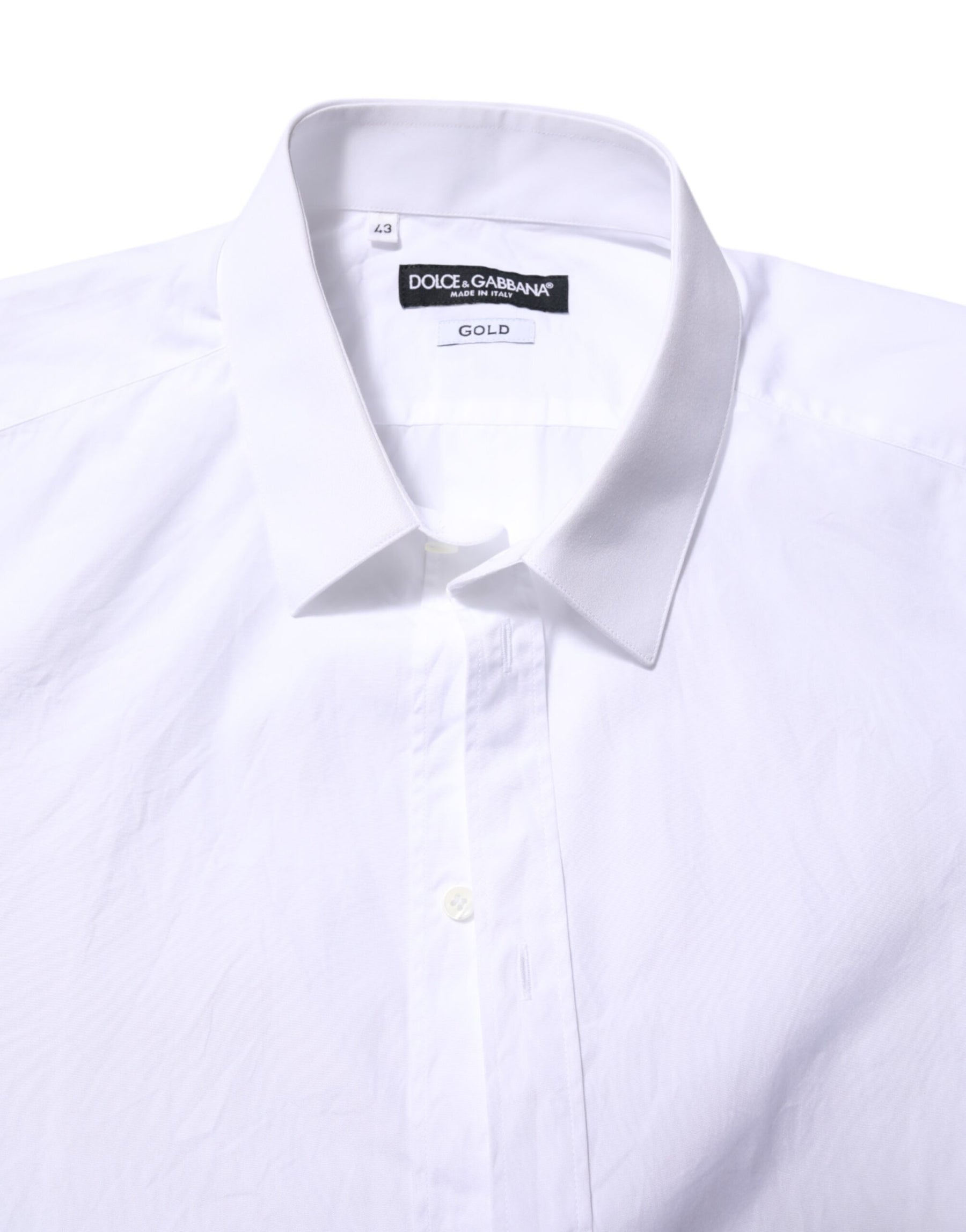 Dolce & Gabbana White Cotton GOLD Long Sleeves Formal Shirt | Regal Royce