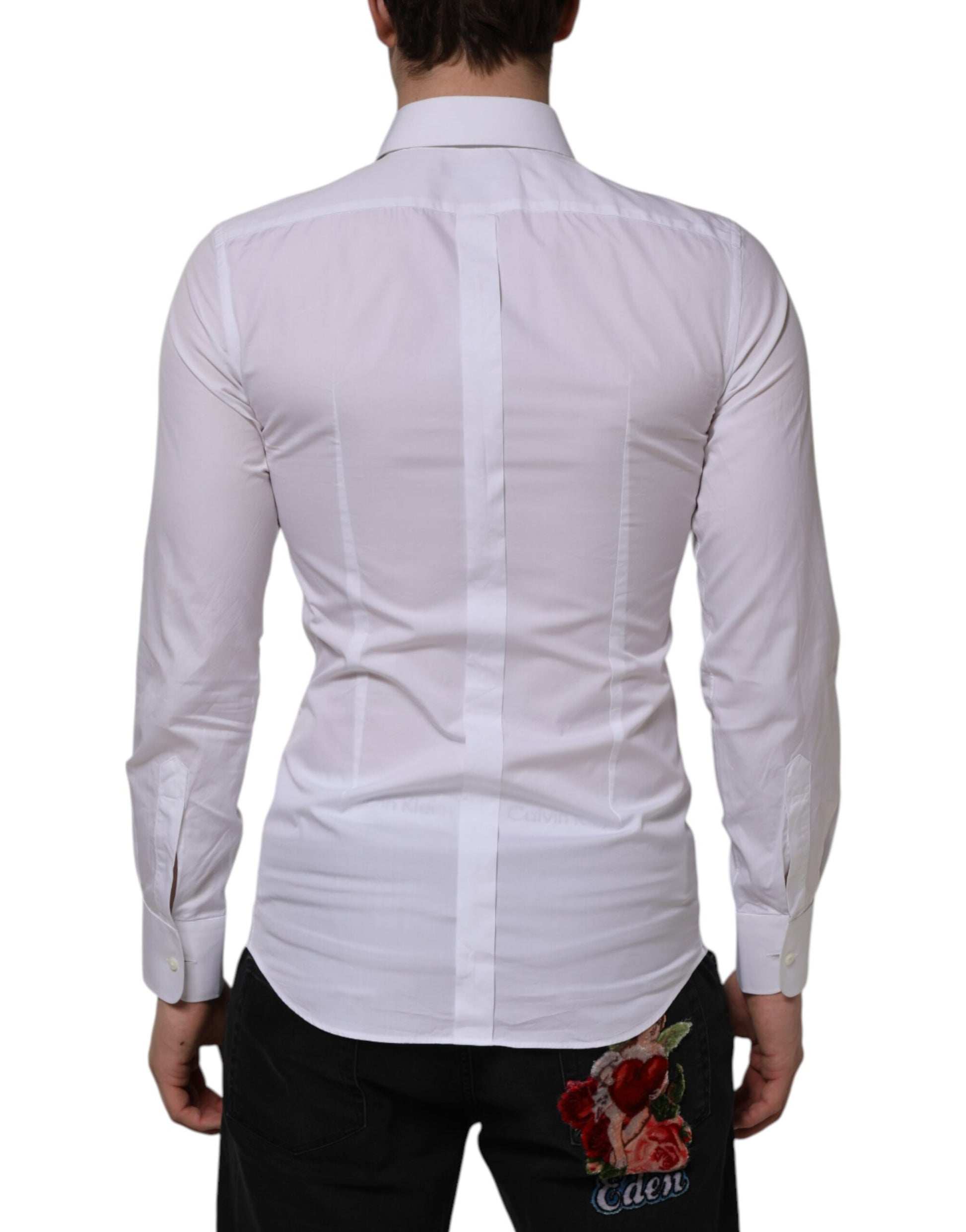 Dolce & Gabbana White Cotton GOLD Bib Poplin Formal Shirt | Regal Royce