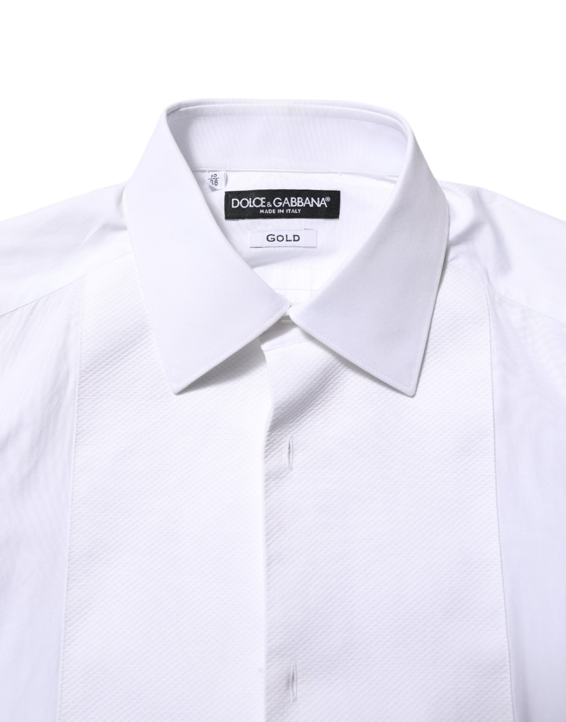 Dolce & Gabbana White Cotton GOLD Bib Poplin Formal Shirt | Regal Royce