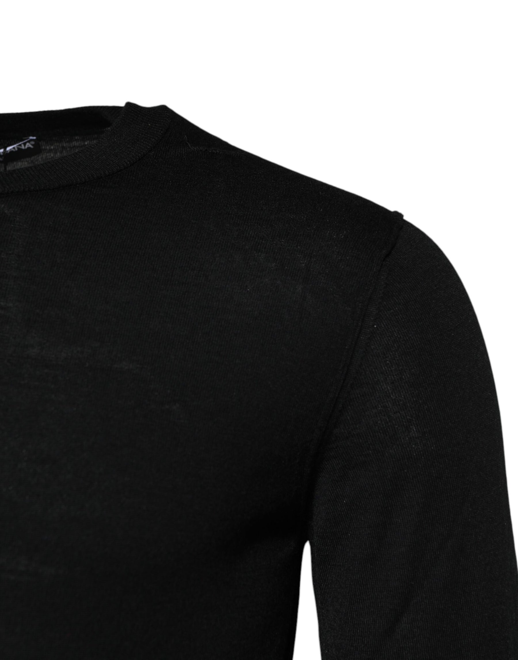 Dolce & Gabbana Black Cashmere Crew Neck Long Sleeves T-shirt | Regal Royce
