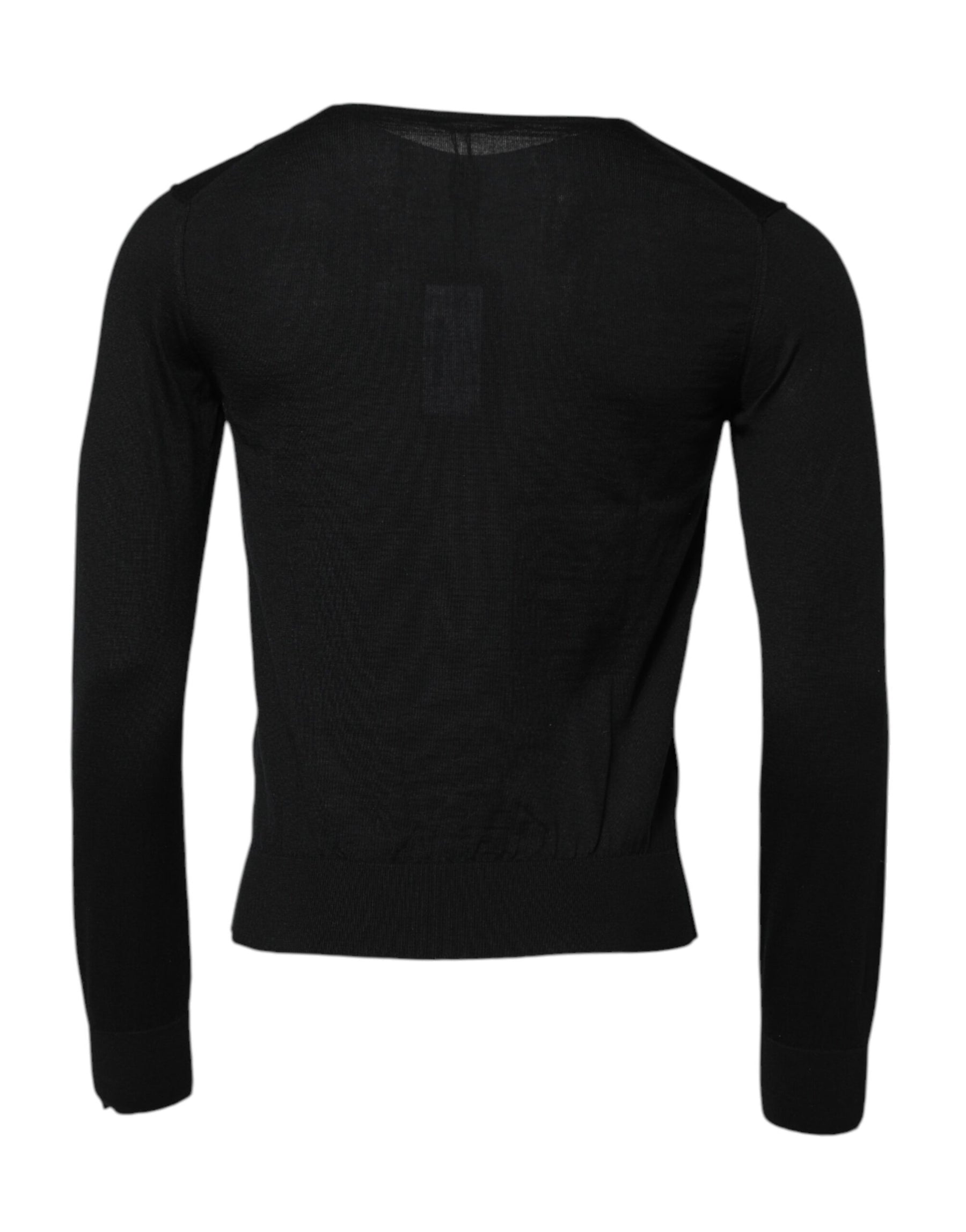 Dolce & Gabbana Black Cashmere Crew Neck Long Sleeves T-shirt | Regal Royce