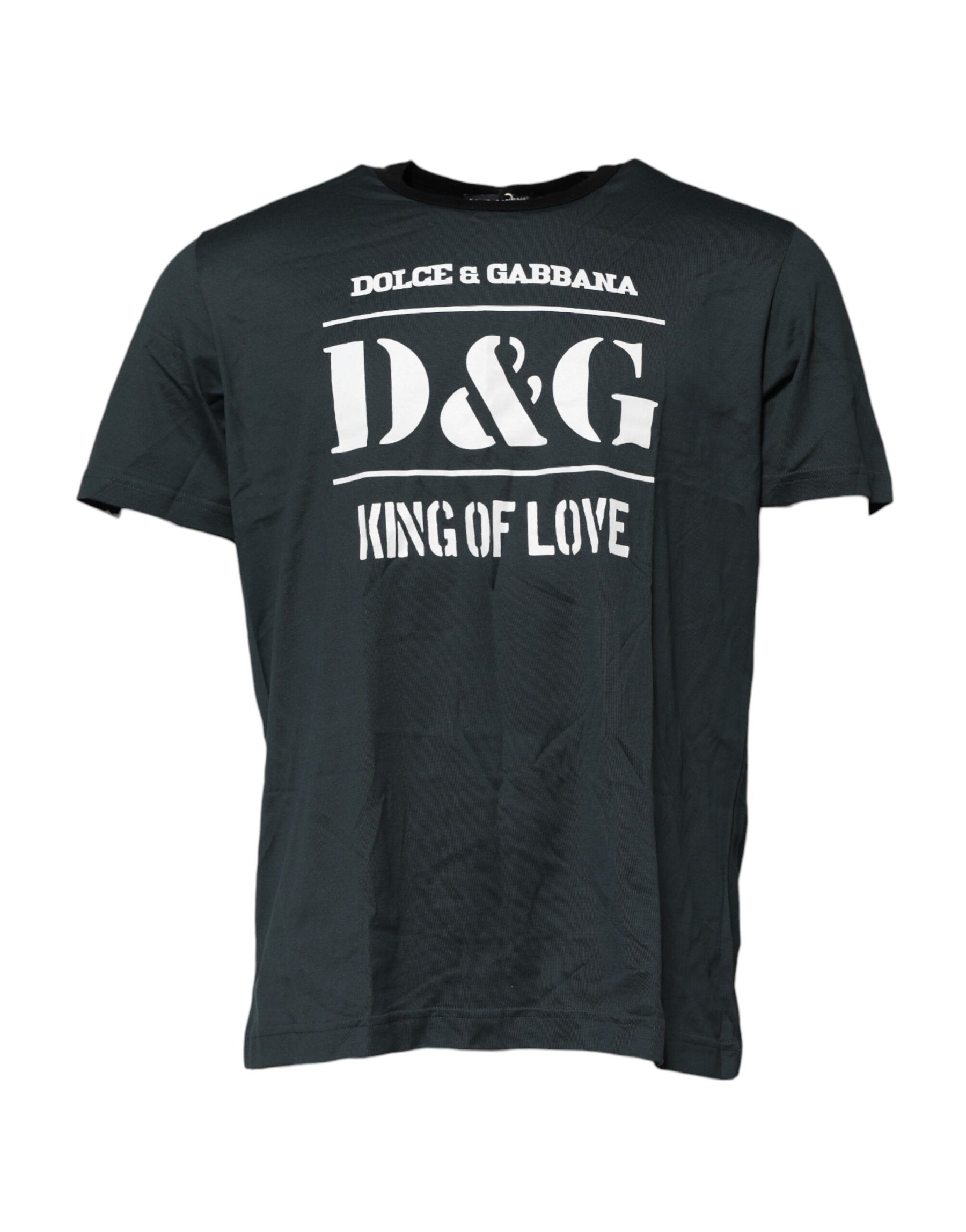 Dolce & Gabbana Black Cotton Printed Short Sleeves T-shirt | Regal Royce