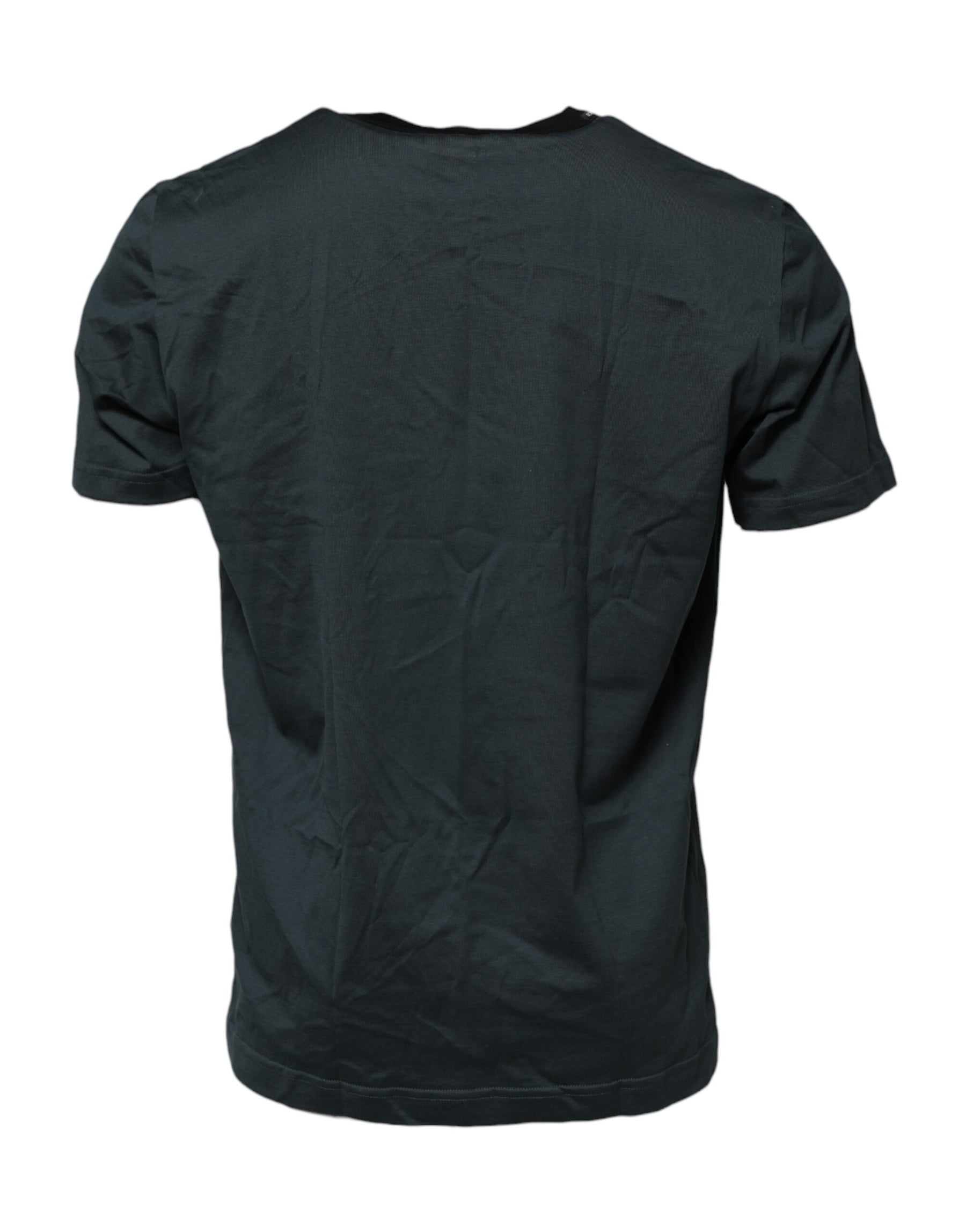 Dolce & Gabbana Black Cotton Printed Short Sleeves T-shirt | Regal Royce