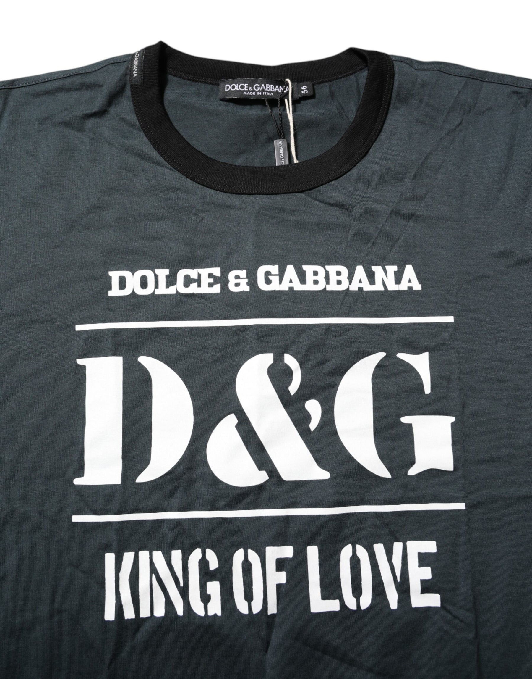 Dolce & Gabbana Black Cotton Printed Short Sleeves T-shirt | Regal Royce