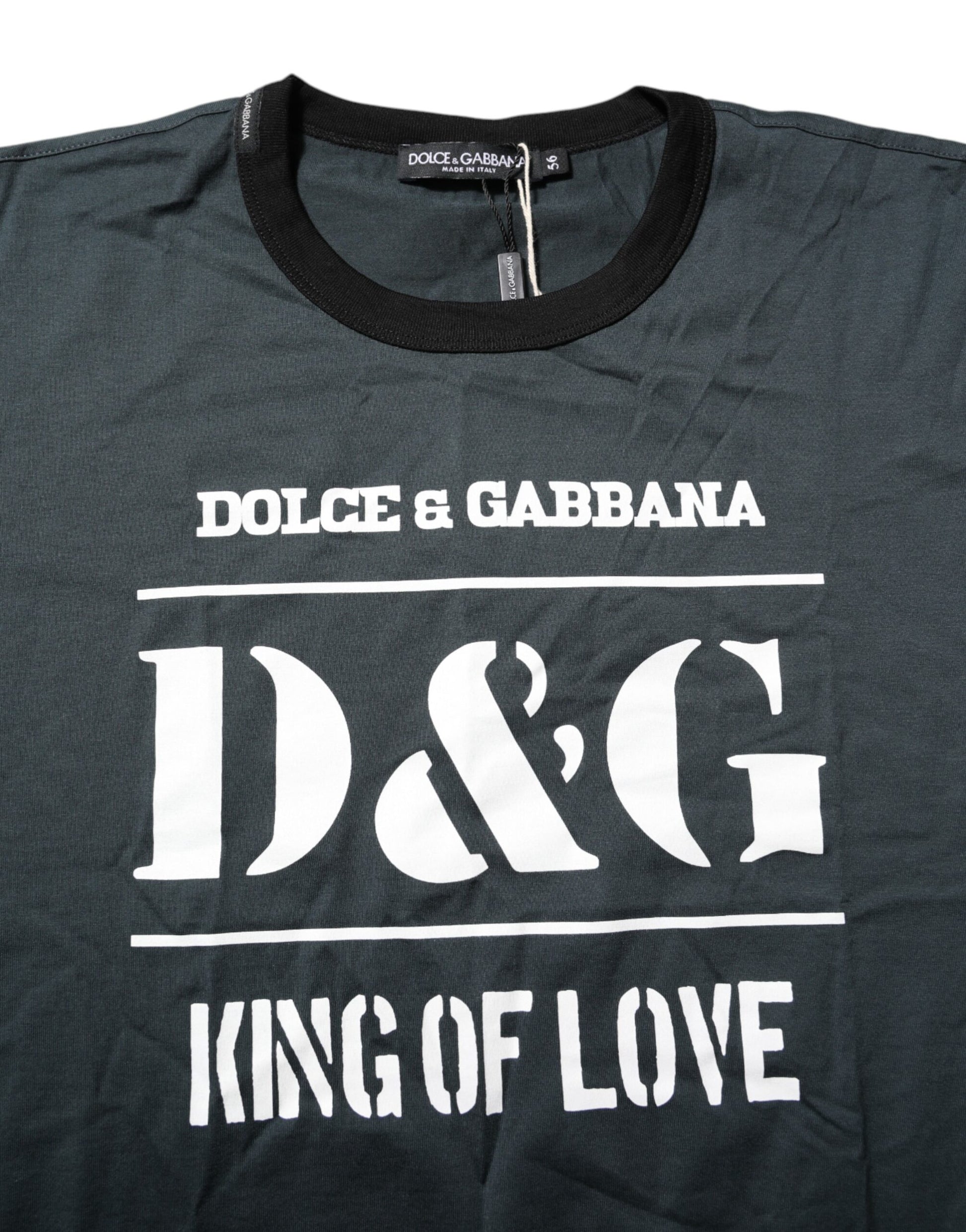 Dolce & Gabbana Black Cotton Printed Short Sleeves T-shirt
