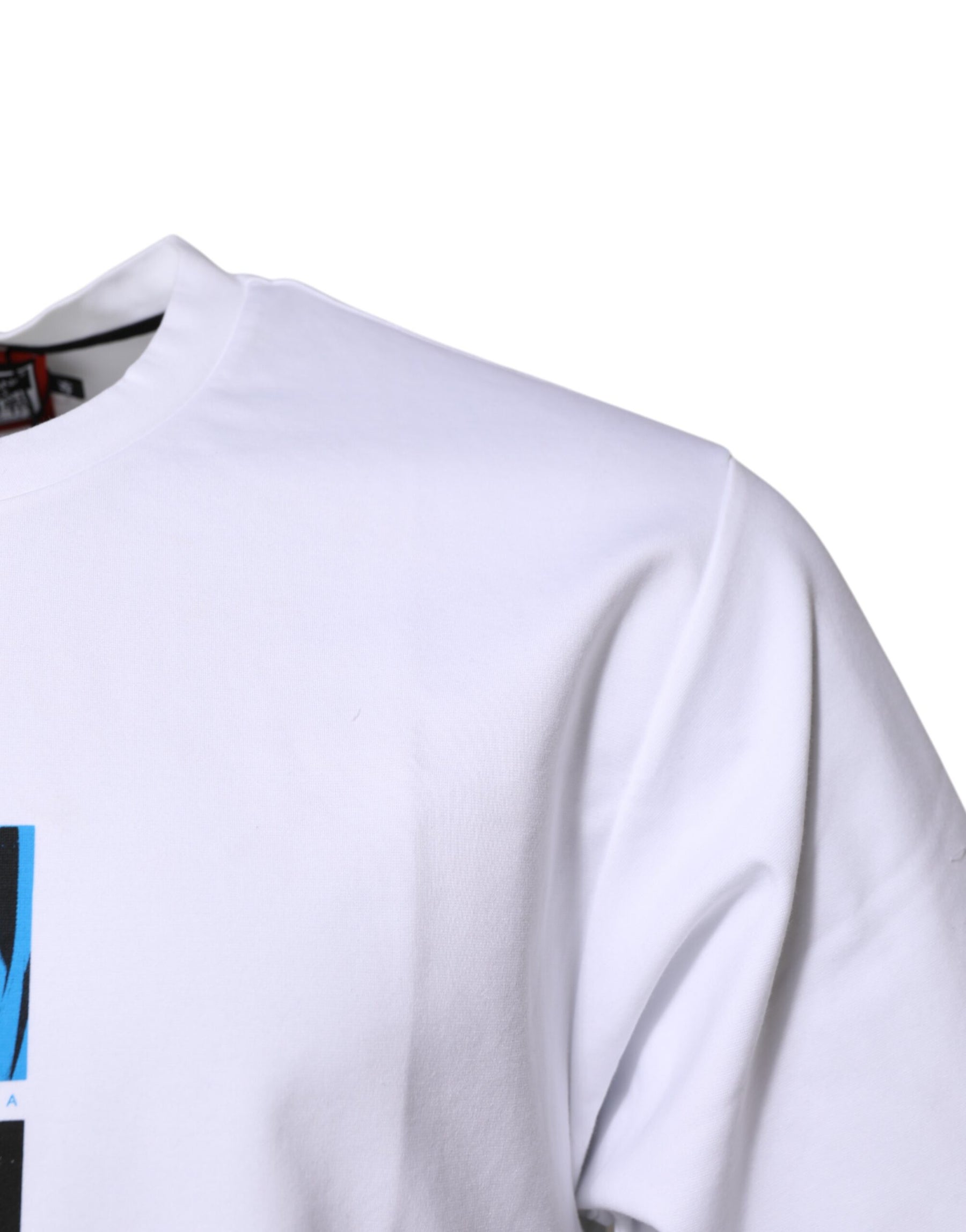 Dolce & Gabbana White Cotton Crew Neck Graphic Print T-shirt | Regal Royce