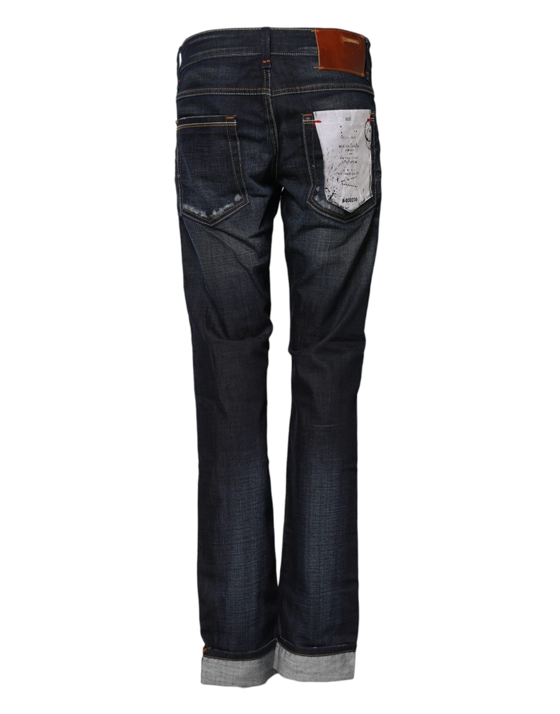 Acht Blue Washed Cotton Mid Waist Flared Denim Jeans | Regal Royce