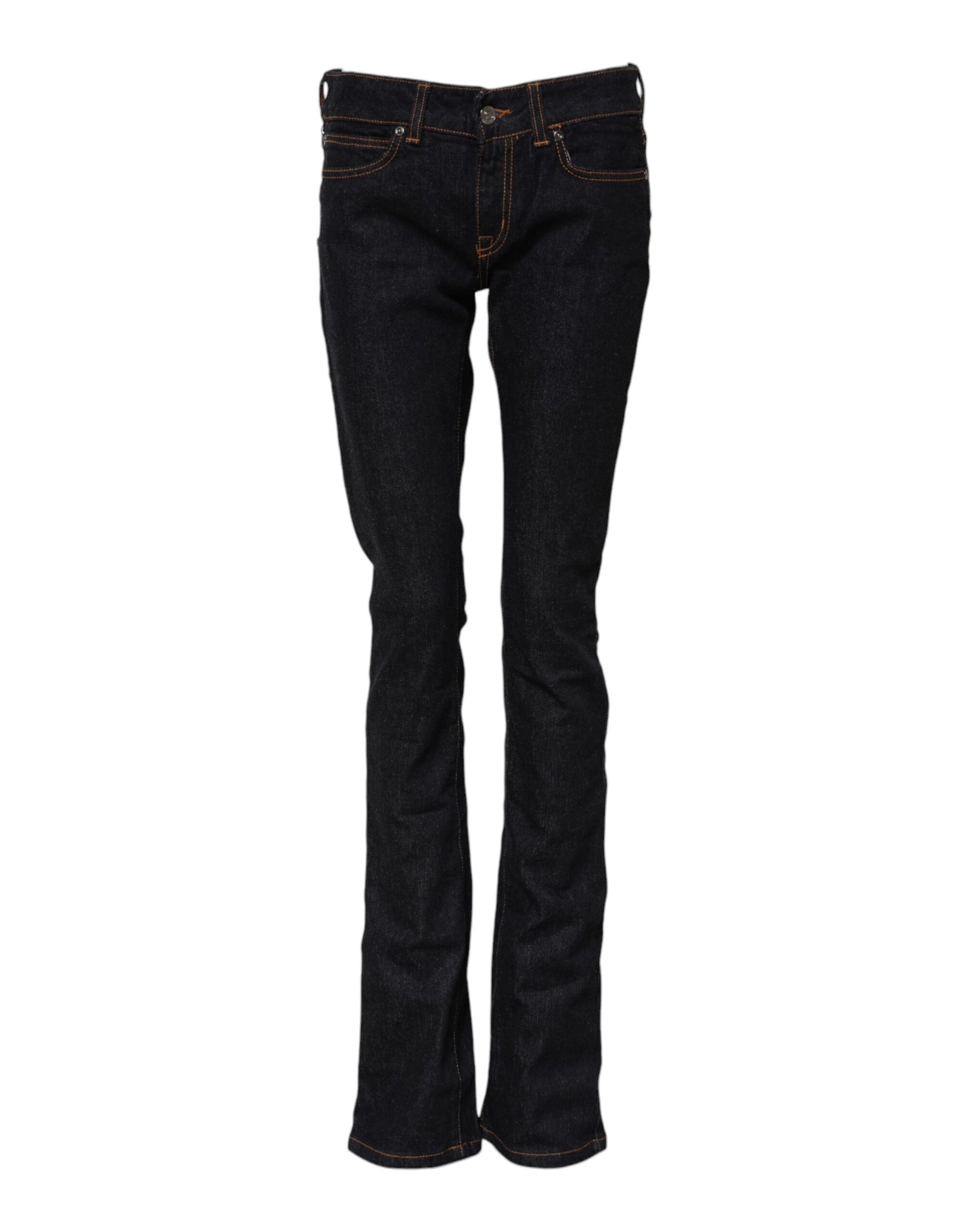 GF Ferre Dark Blue Cotton Mid Waisted Skinny Denim Jeans | Regal Royce