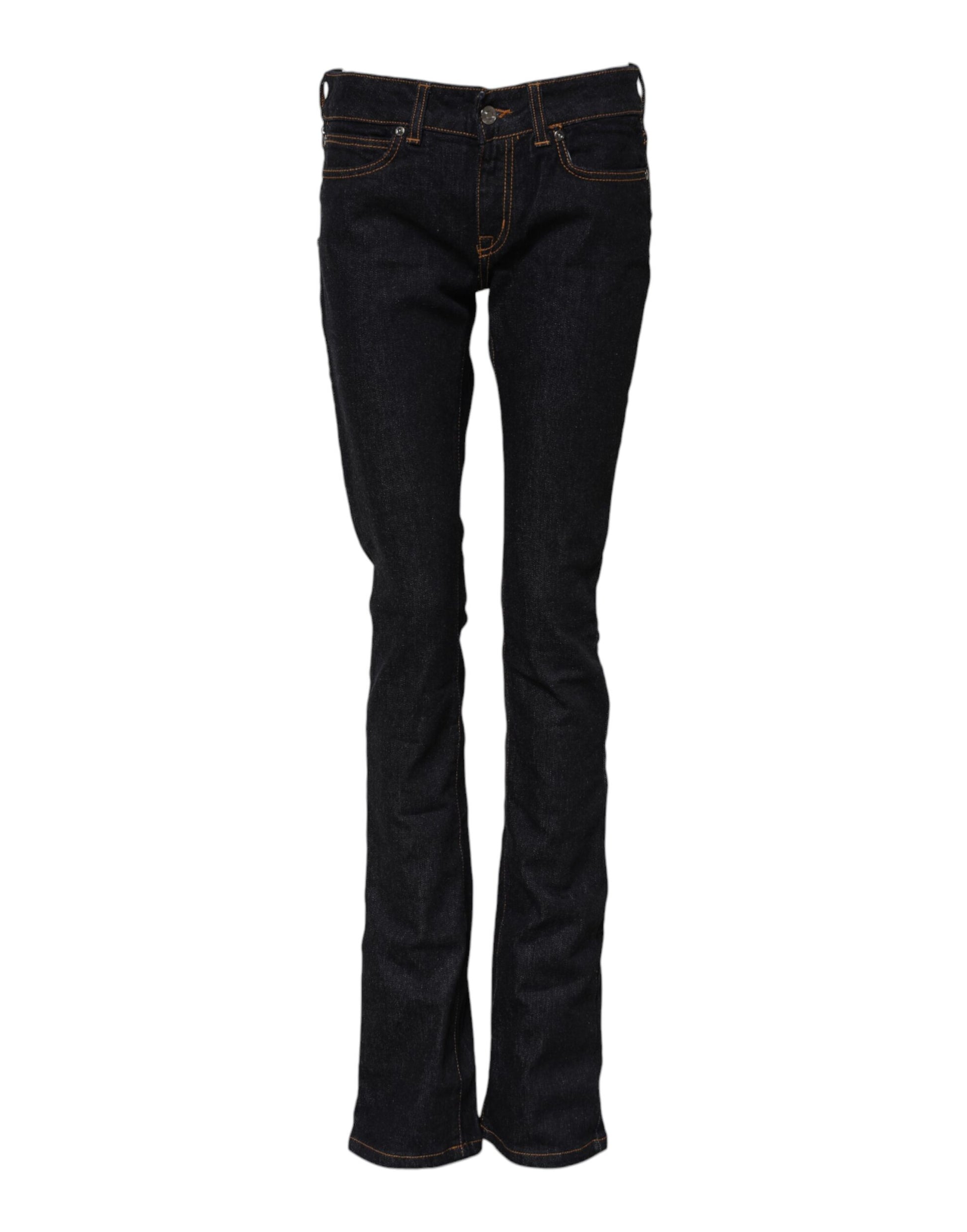 GF Ferre Dark Blue Cotton Mid Waisted Skinny Denim Jeans