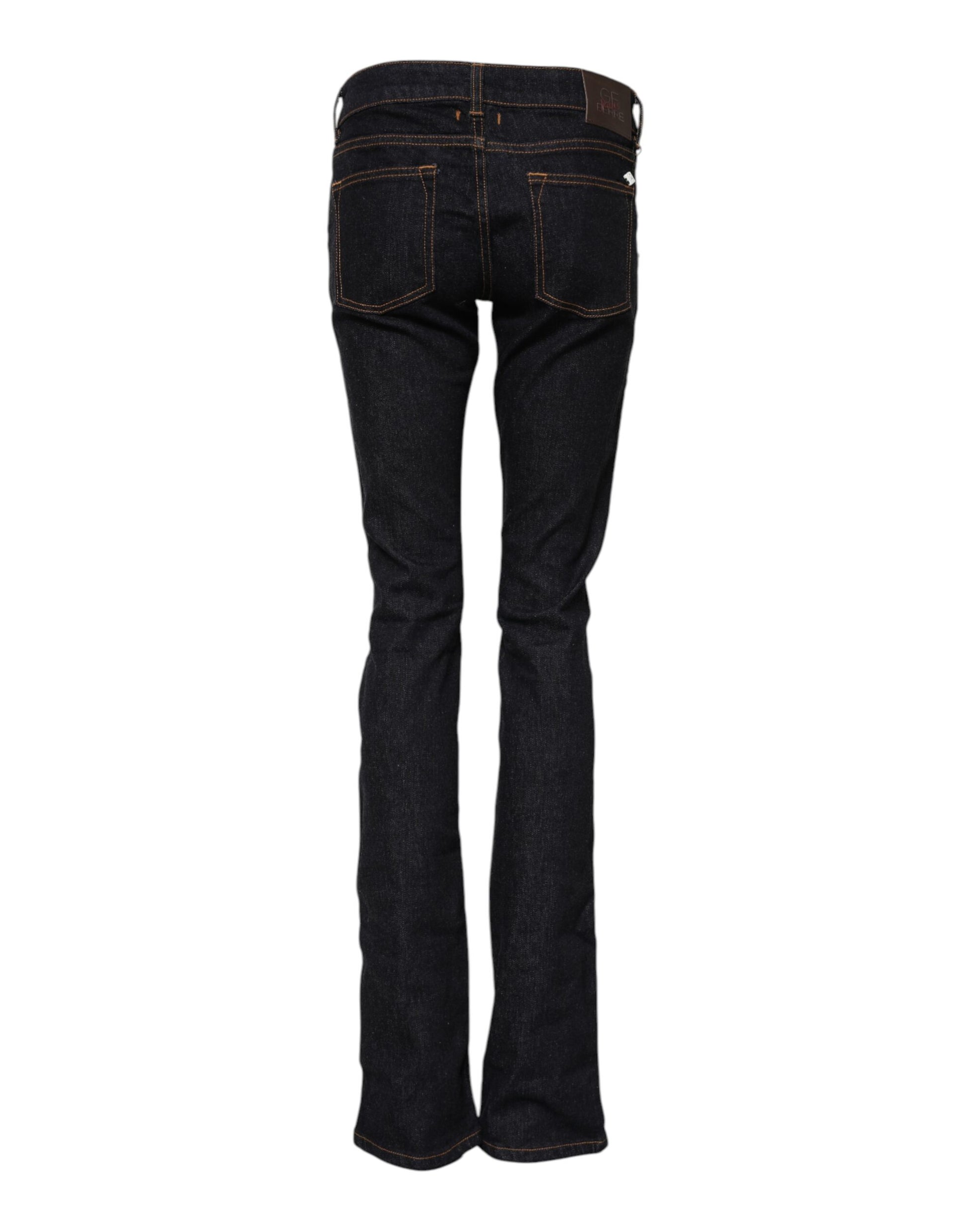 GF Ferre Dark Blue Cotton Mid Waisted Skinny Denim Jeans