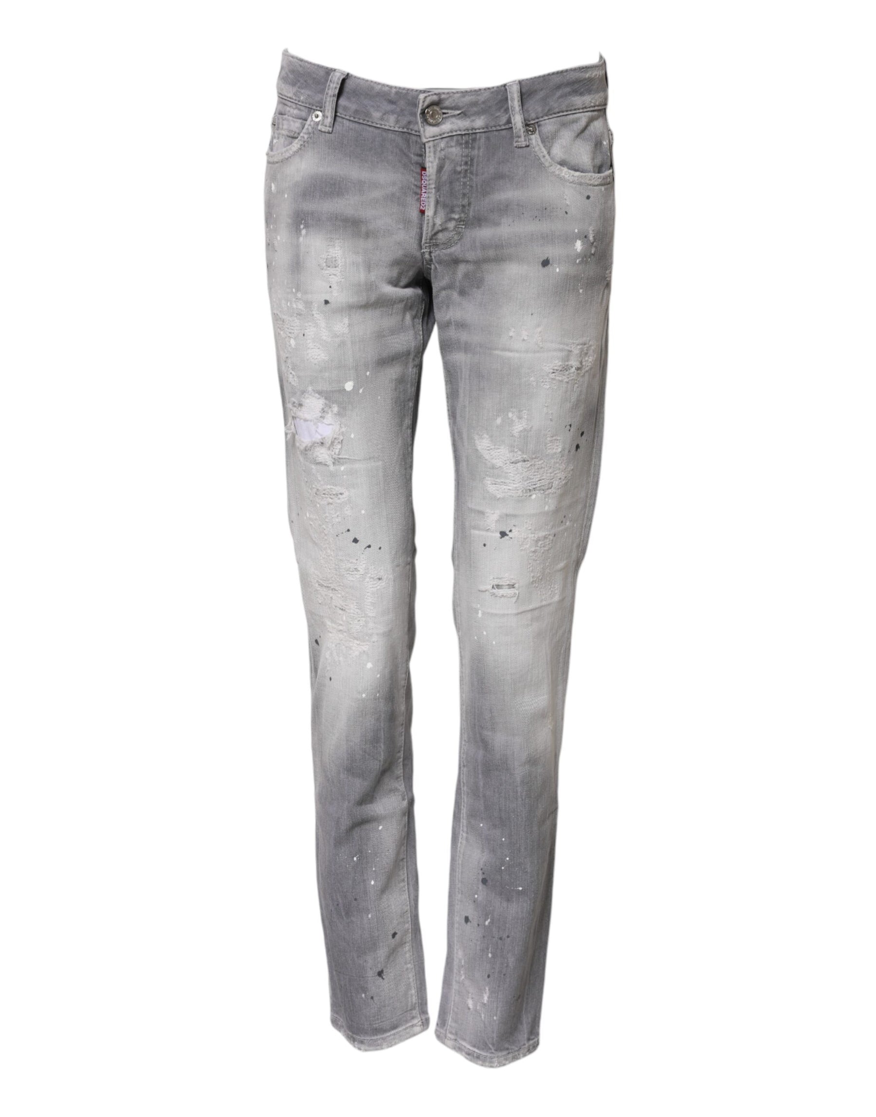 Dsquared² Gray Washed Mid Waist Tapered Denim Jeans | Regal Royce