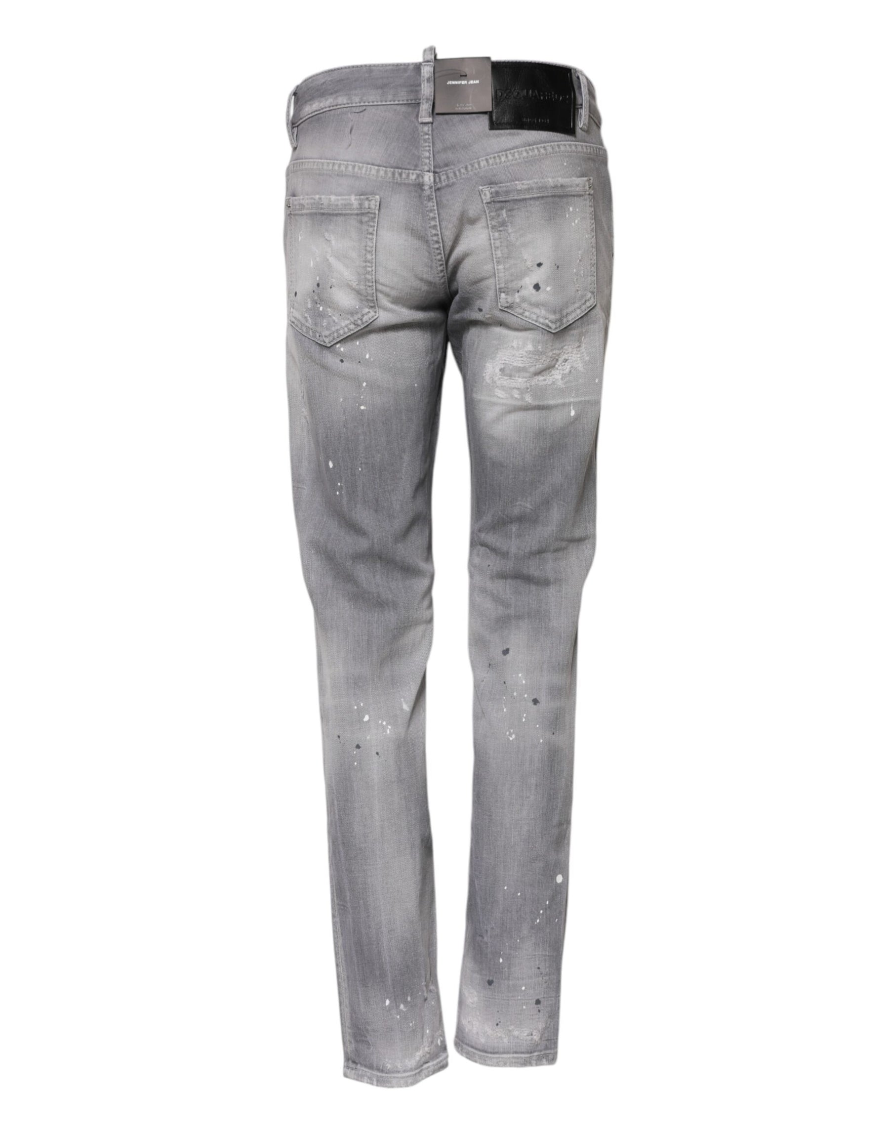 Dsquared² Gray Washed Mid Waist Tapered Denim Jeans | Regal Royce