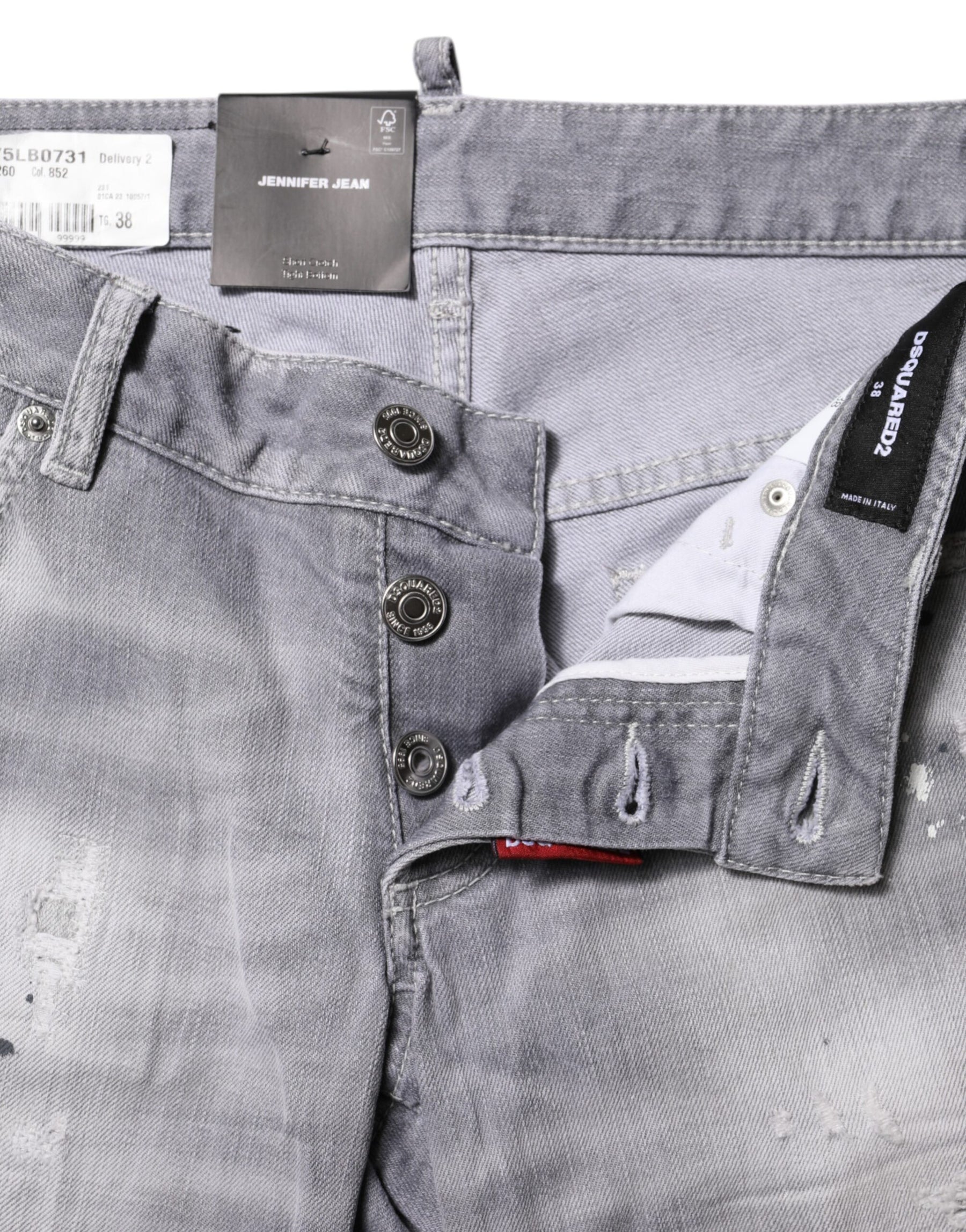 Dsquared² Gray Washed Mid Waist Tapered Denim Jeans | Regal Royce