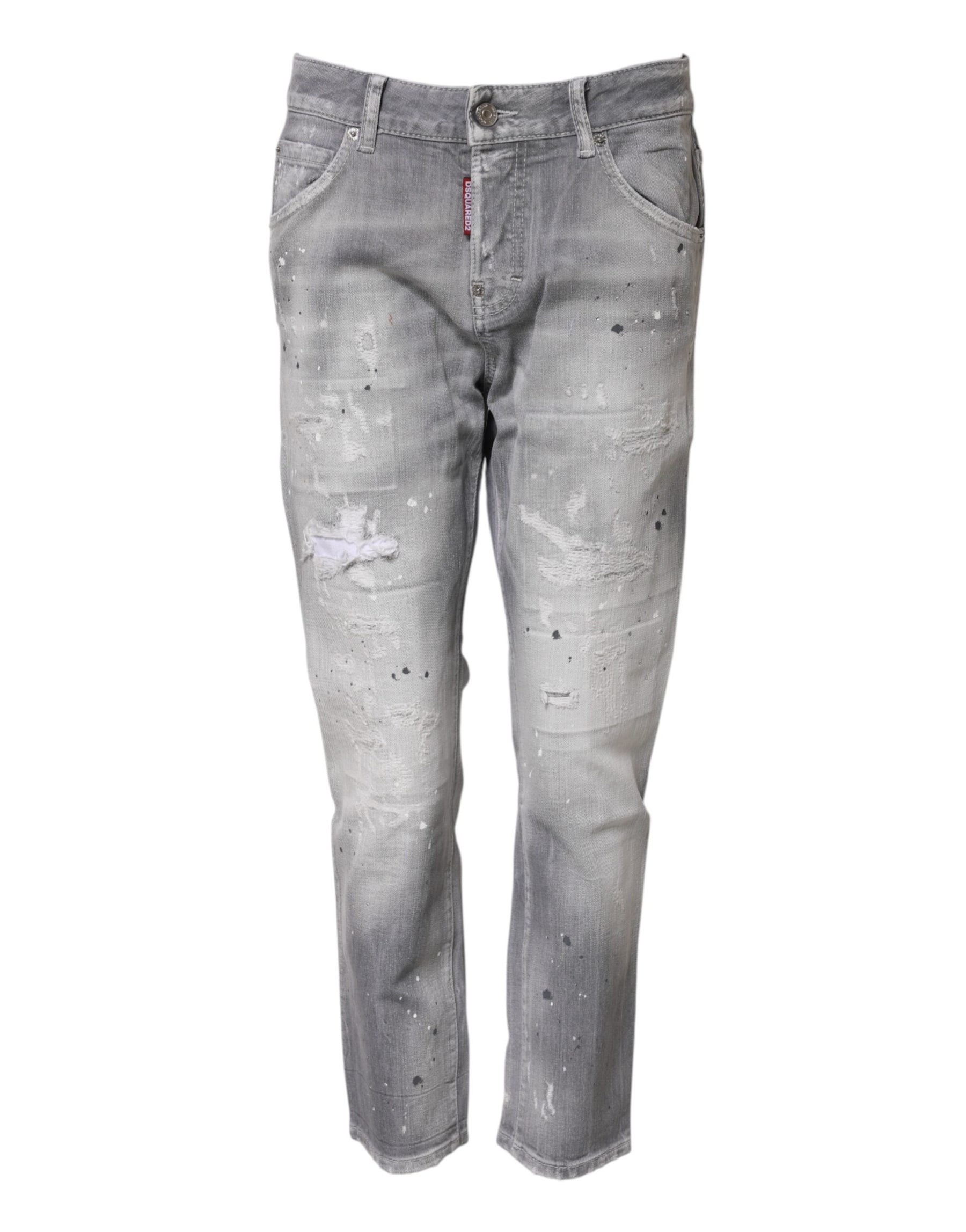 Dsquared² Gray Washed Mid Waist Tapered Jeans | Regal Royce