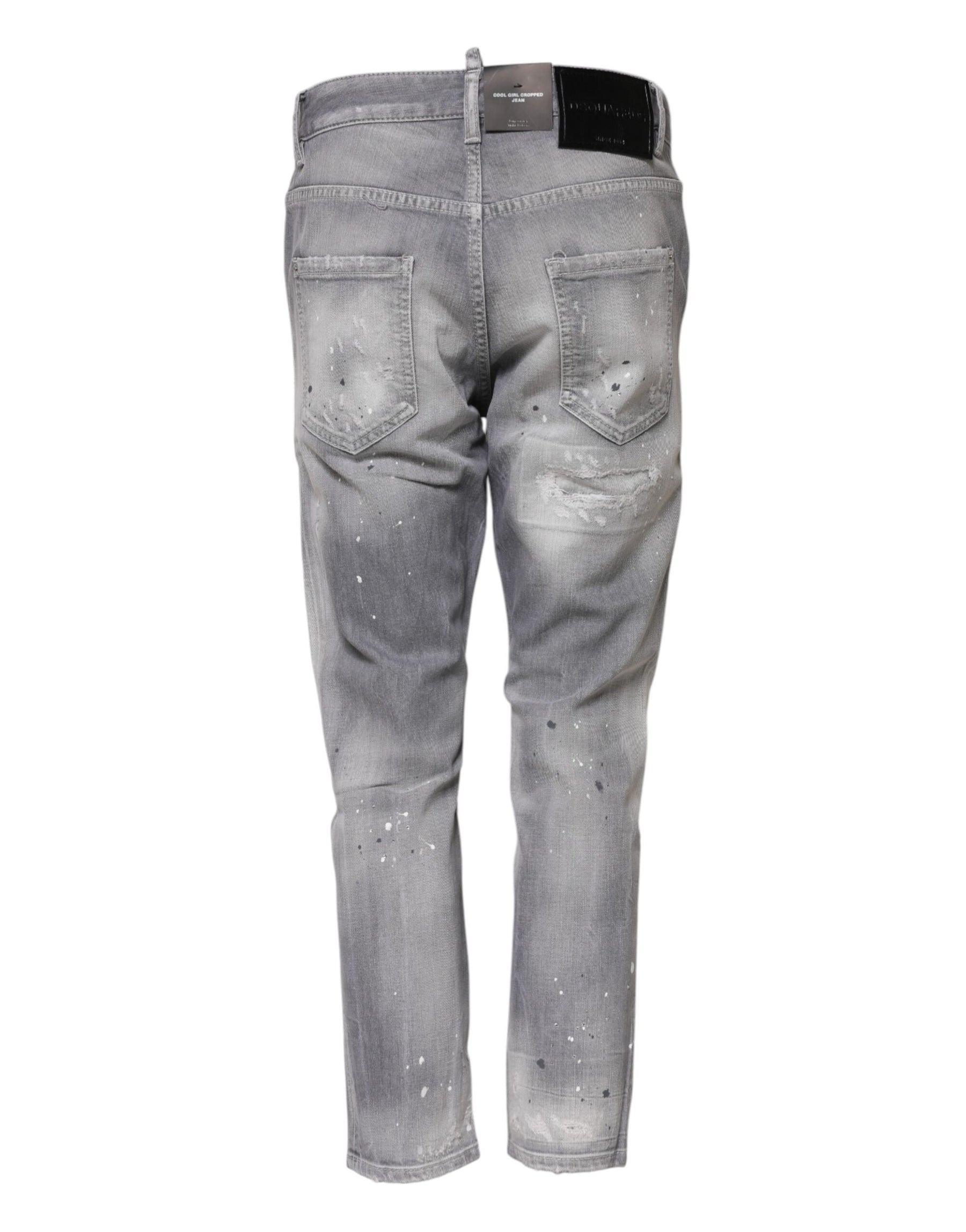 Dsquared² Gray Washed Mid Waist Tapered Jeans | Regal Royce