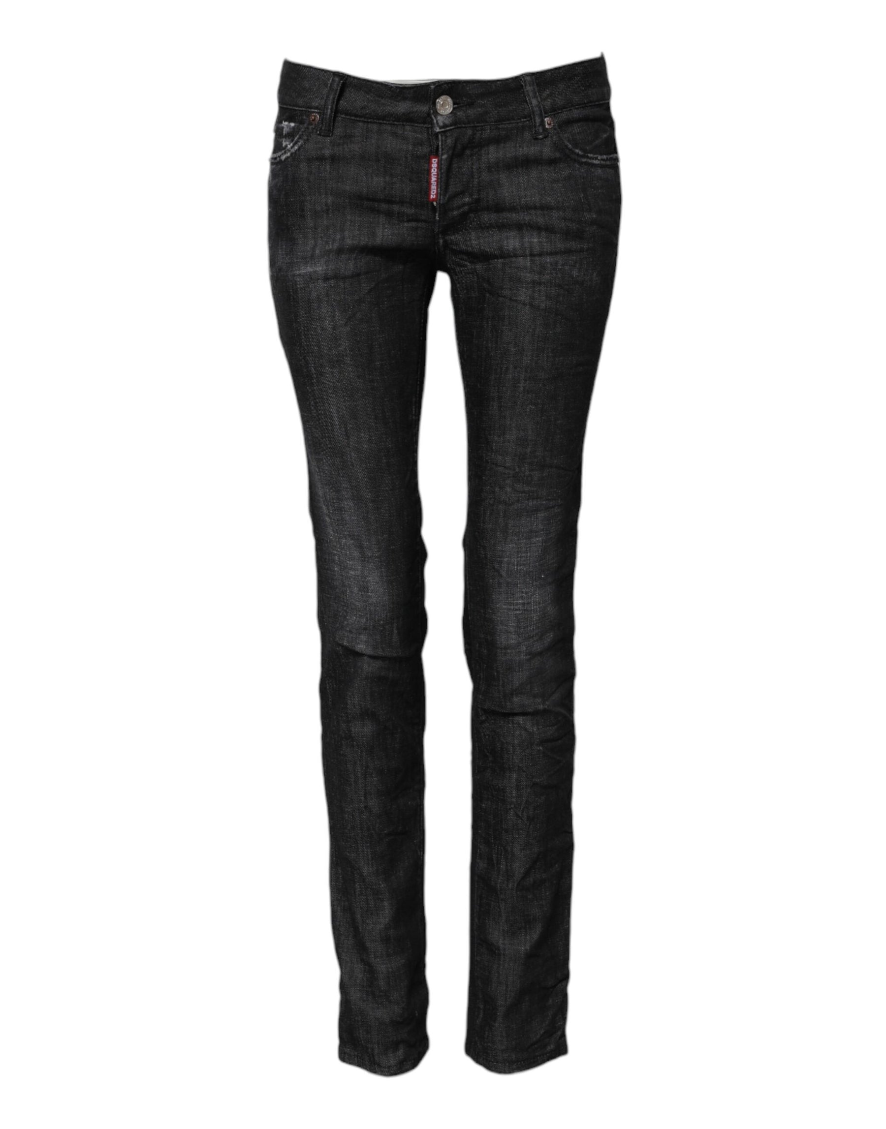 Dsquared² Black Cotton Low Waist Skinny Denim Jeans | Regal Royce