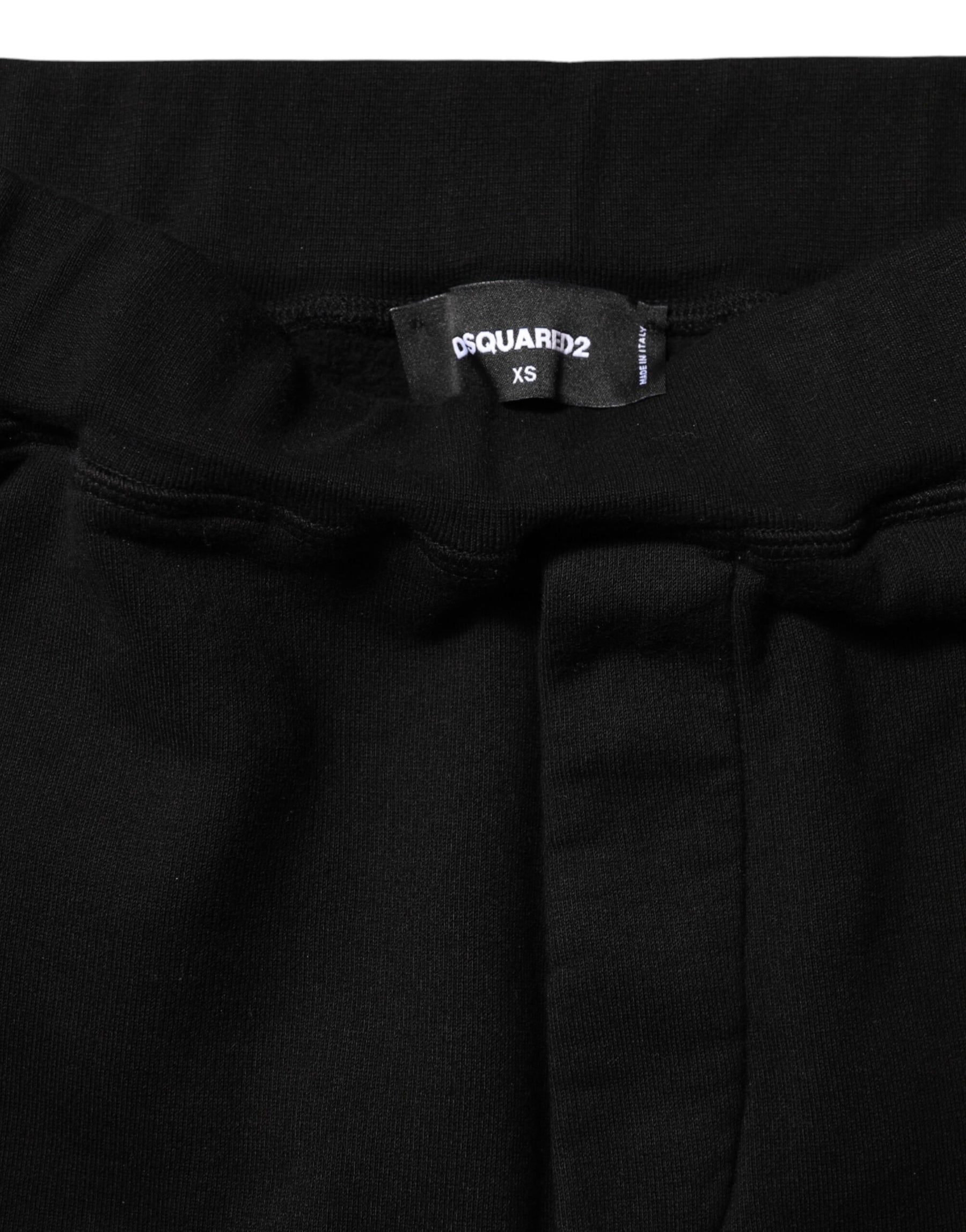 Dsquared² Black Red Cotton Straight Fit Jogger Pants | Regal Royce