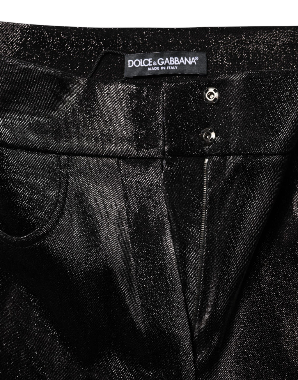 Dolce & Gabbana Black Cotton Stretch Silver Lurex Thread Pants
