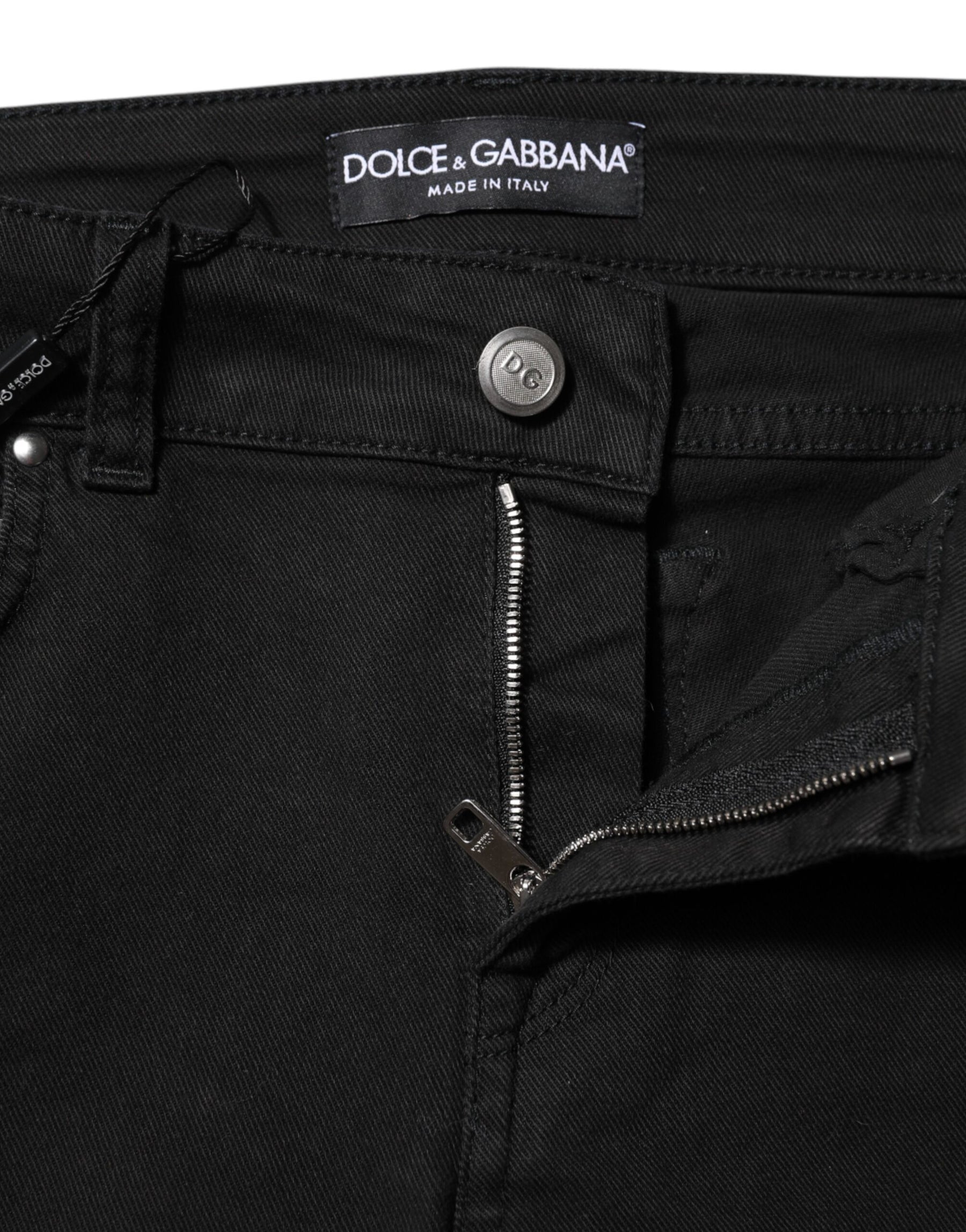 Dolce & Gabbana Black Cotton Stretch Slim Fit Denim Jeans | Regal Royce