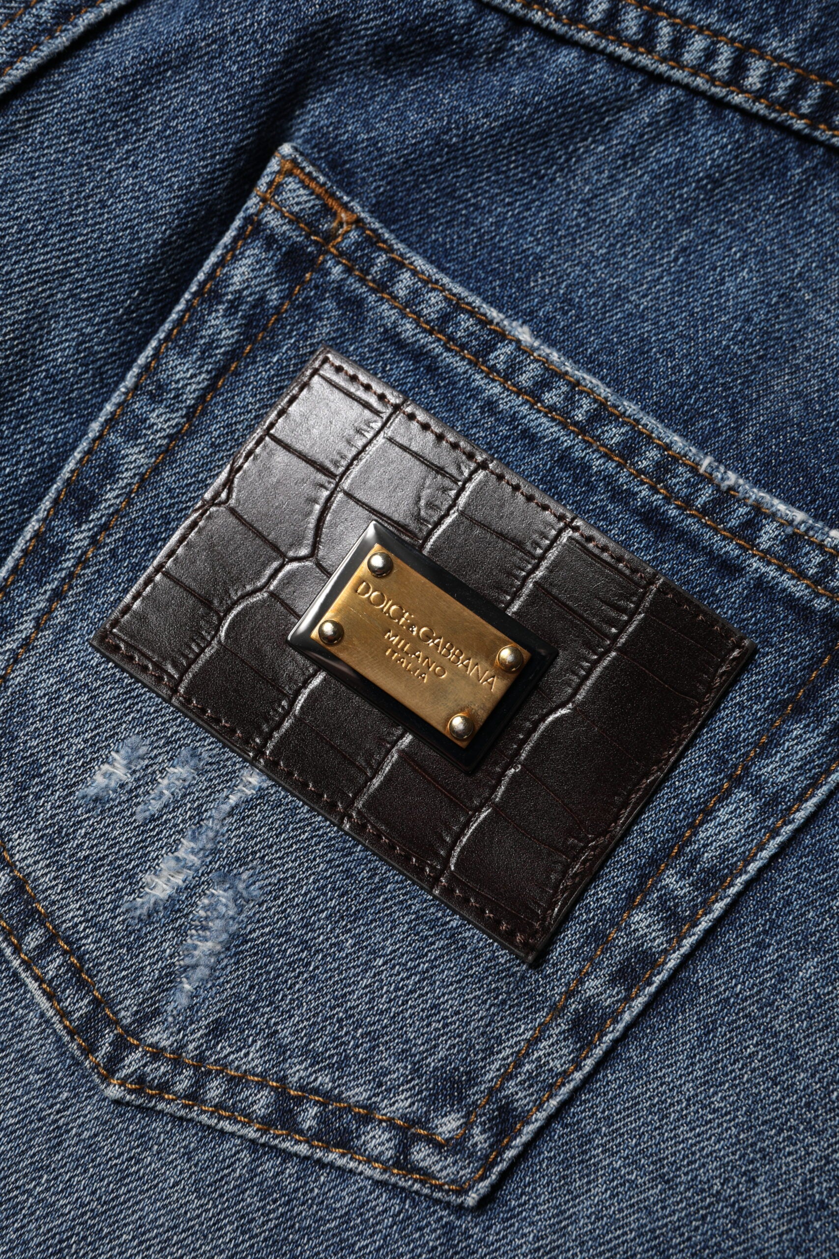 Dolce & Gabbana Blue Cotton Tattered Denim Bermuda Shorts | Regal Royce