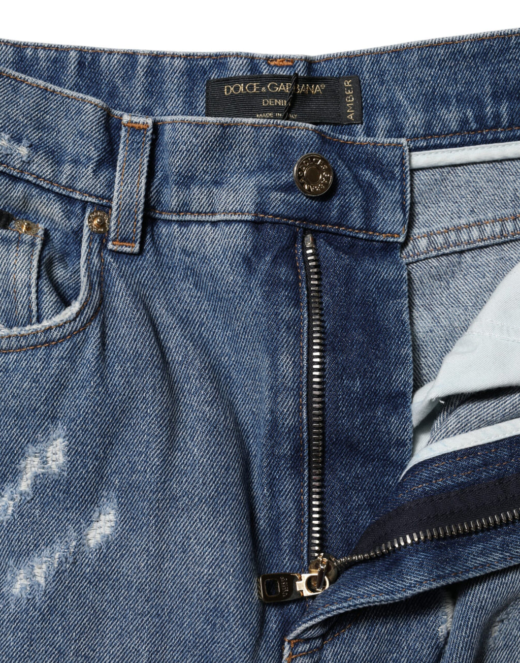 Dolce & Gabbana Blue Tattered High Waist Women Denim Jeans