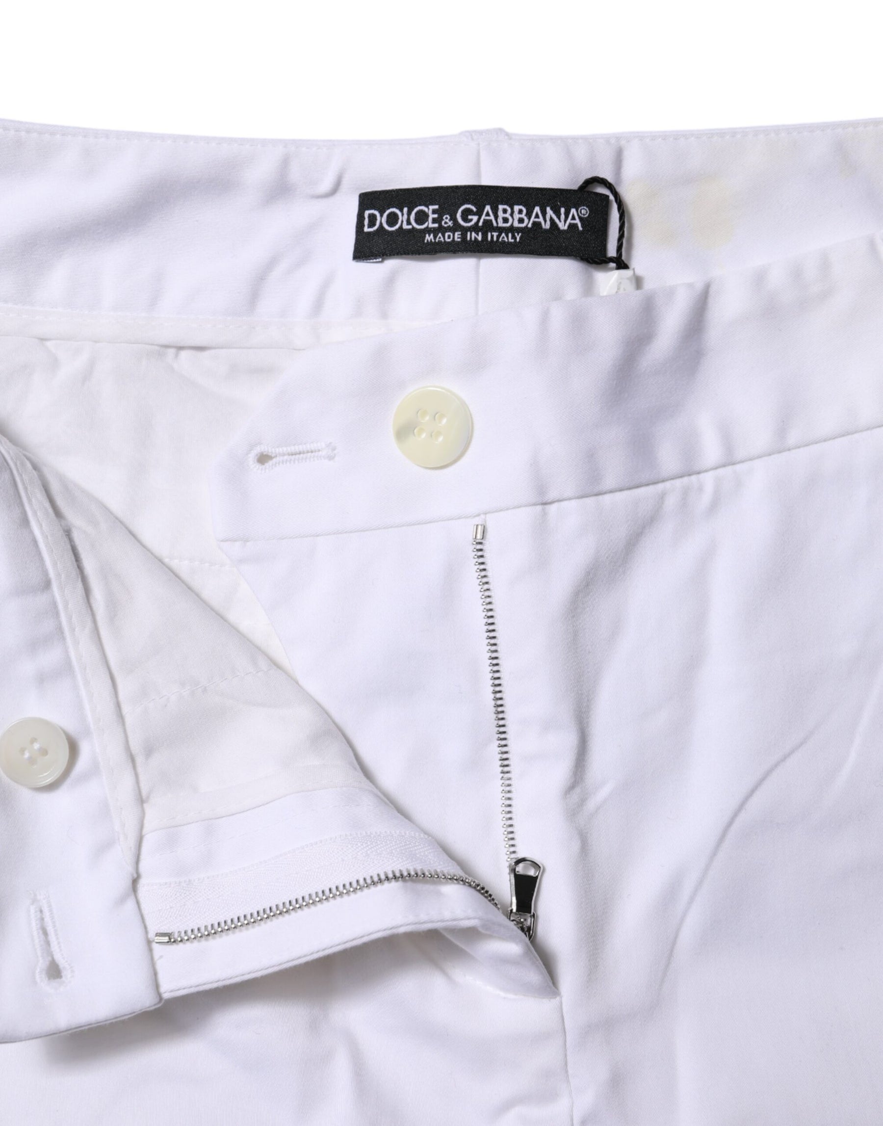 Dolce & Gabbana White Cotton Stretch Mid Waist Jeans | Regal Royce
