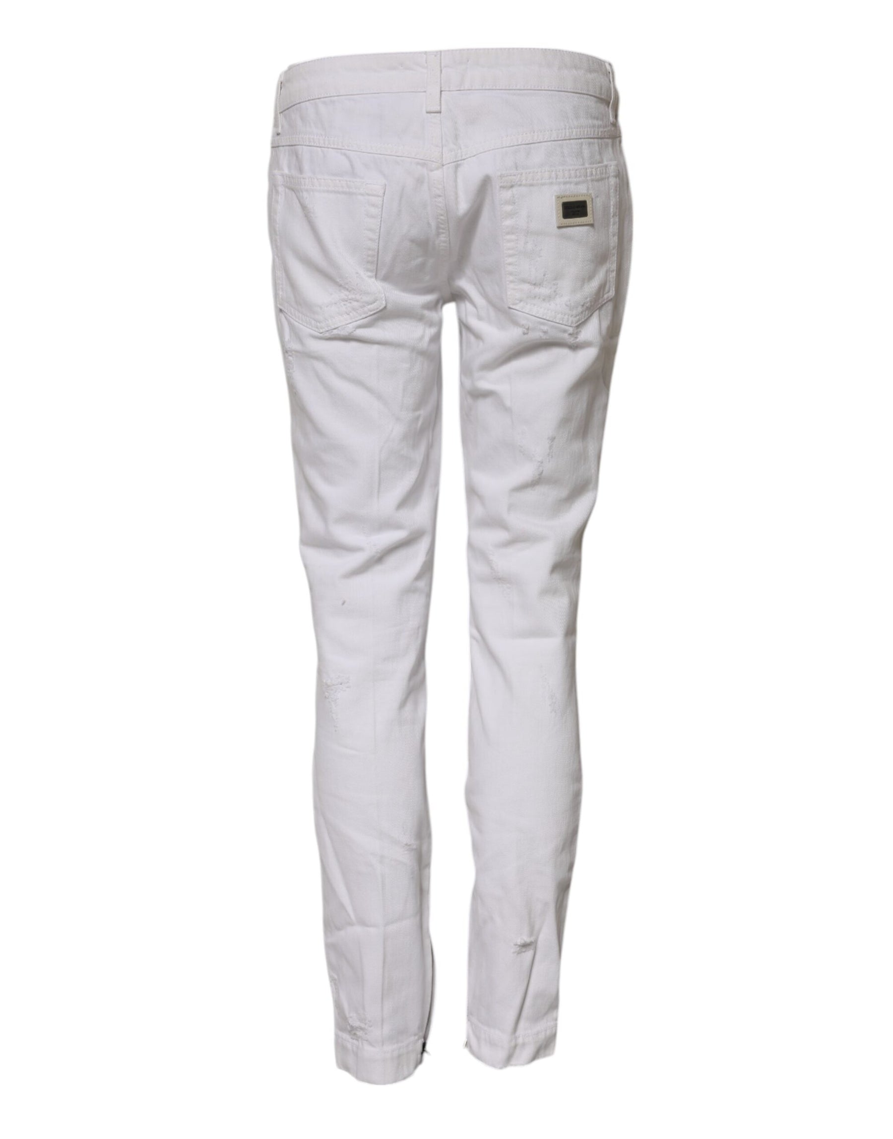 Dolce & Gabbana White Cotton Mid Waisted Women Denim Jeans | Regal Royce