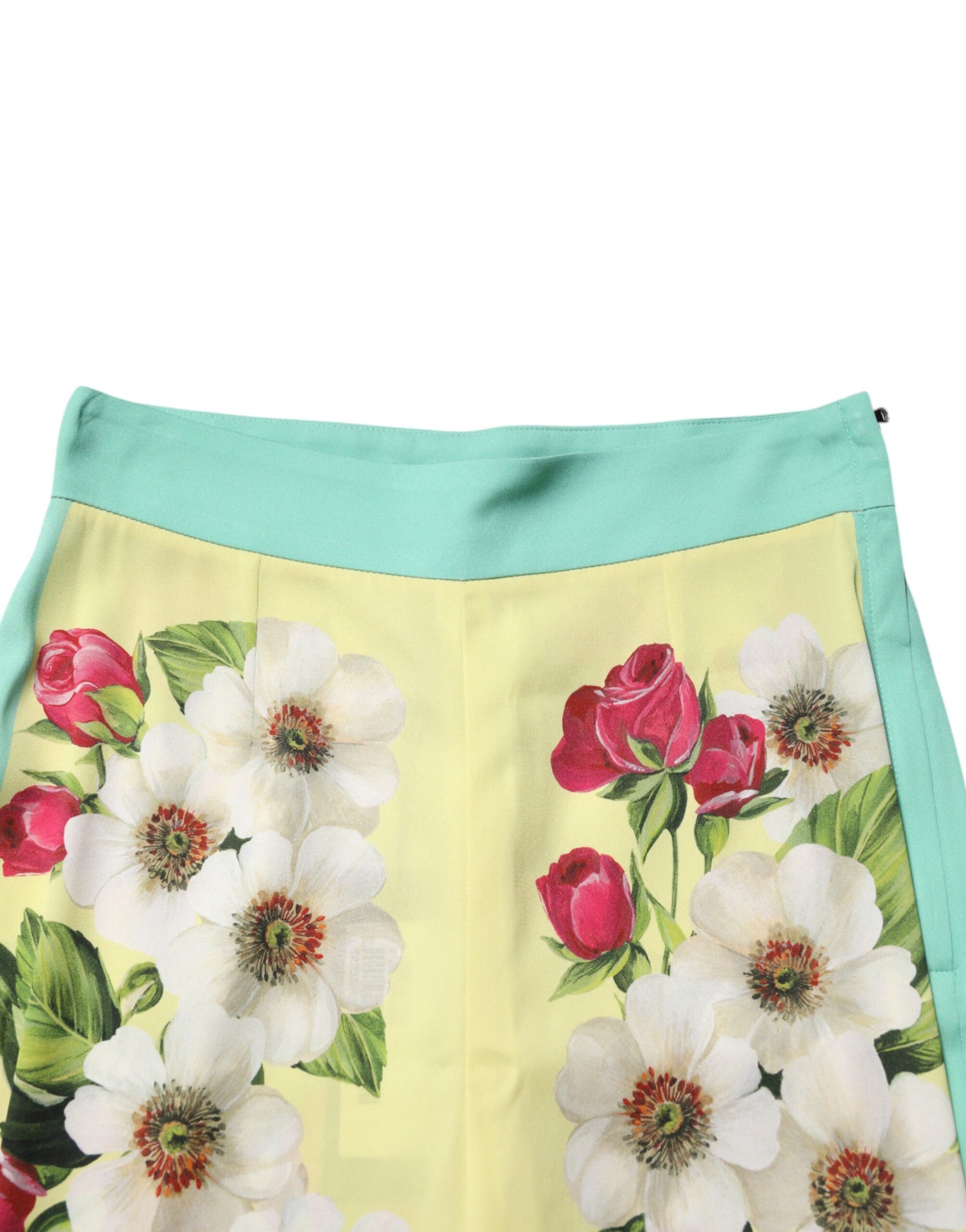 Dolce & Gabbana Yellow Silk Floral Leggings Pants | Regal Royce