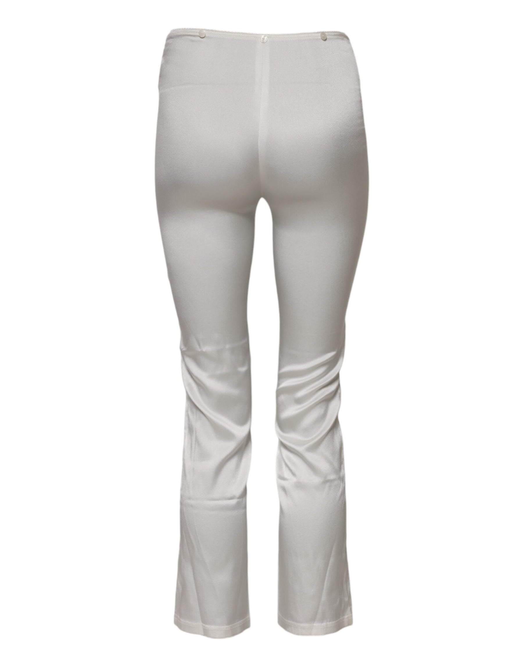 Dolce & Gabbana Ivory Silk Tapered High Waist Pants | Regal Royce