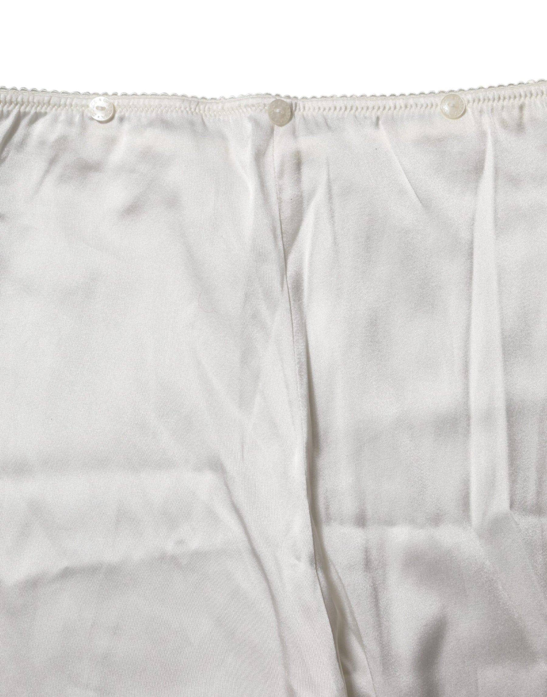 Dolce & Gabbana Ivory Silk Tapered High Waist Pants | Regal Royce