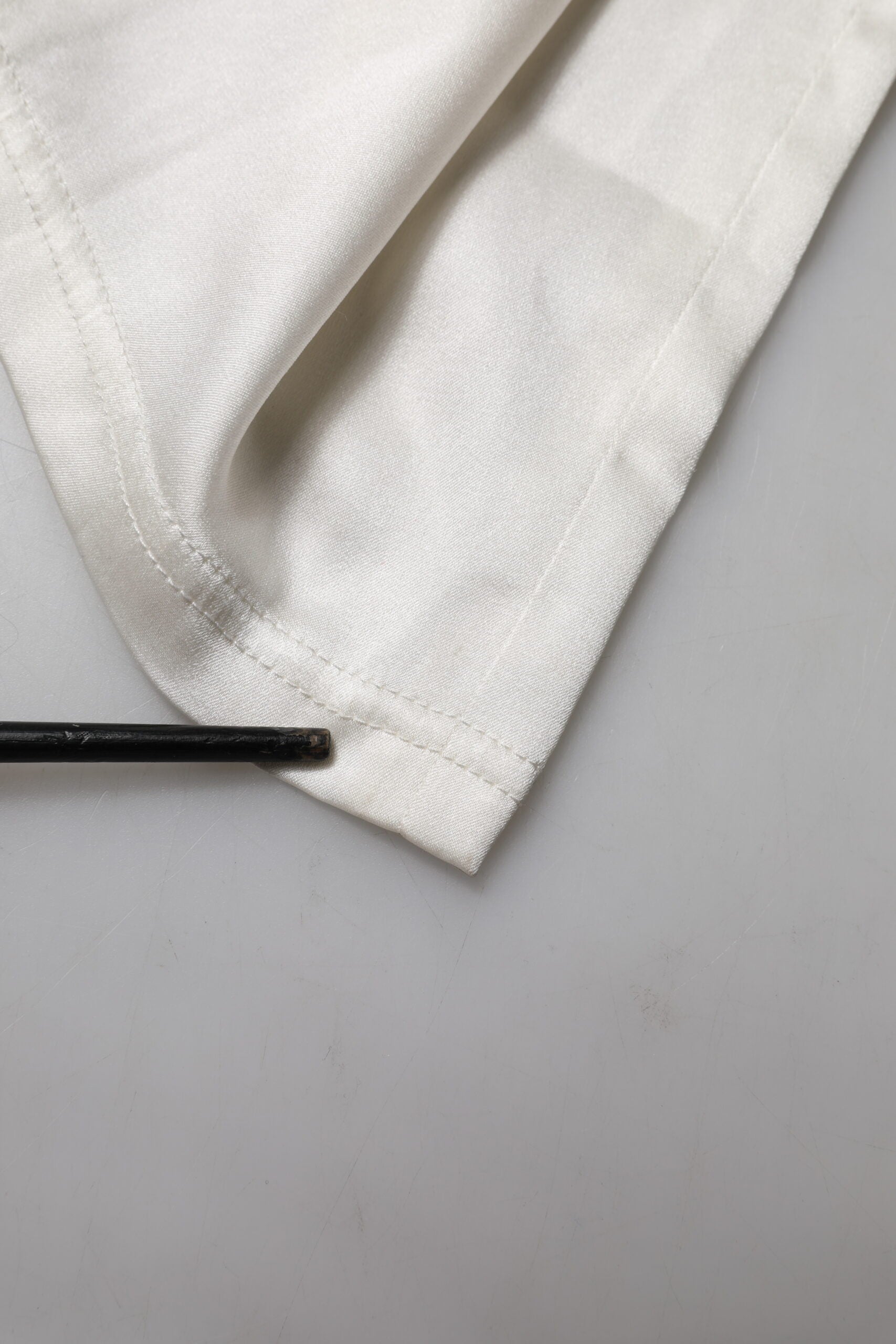 Dolce & Gabbana Ivory Silk Tapered High Waist Pants | Regal Royce