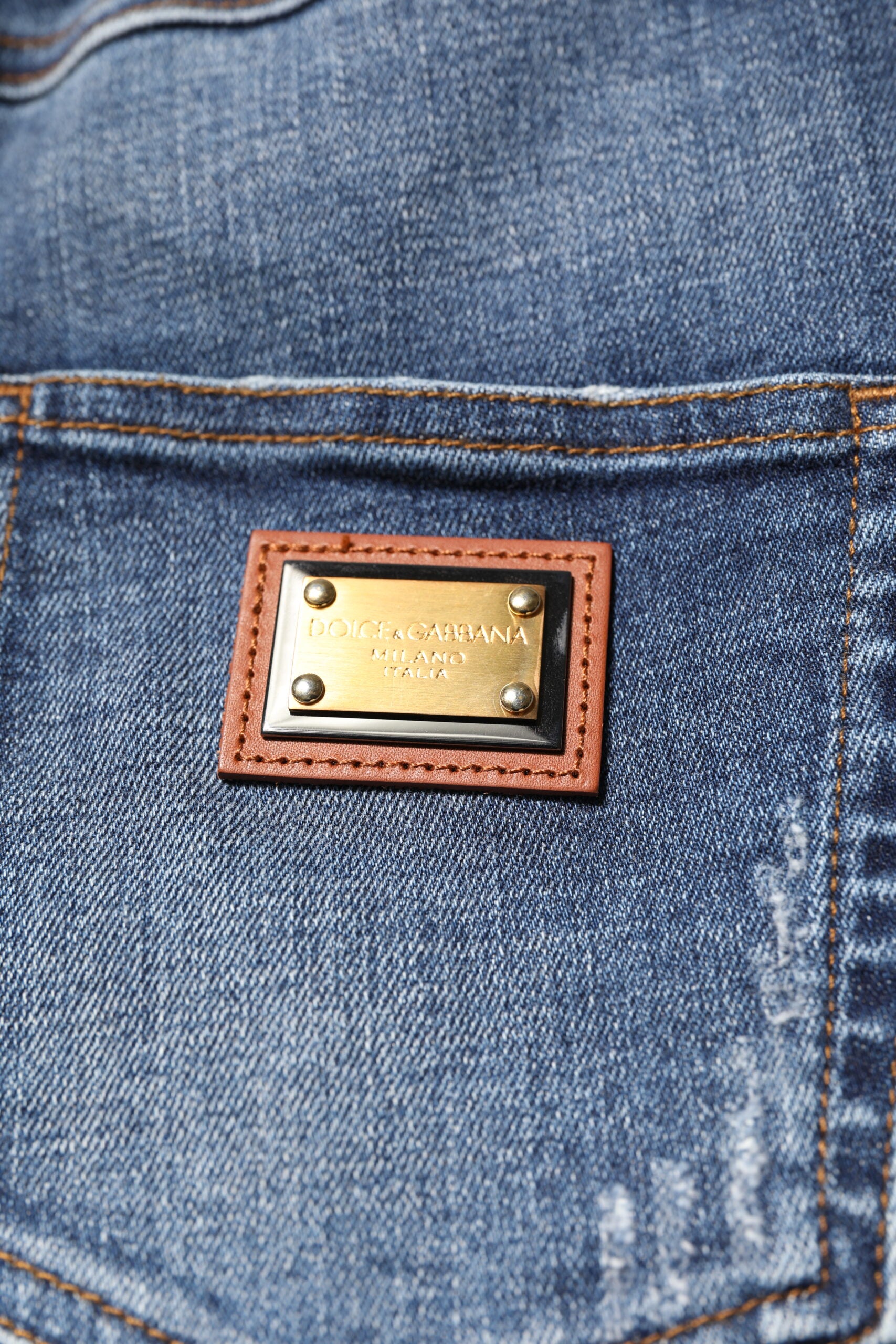 Dolce & Gabbana Blue Rhinestone Embellished Denim Jeans | Regal Royce