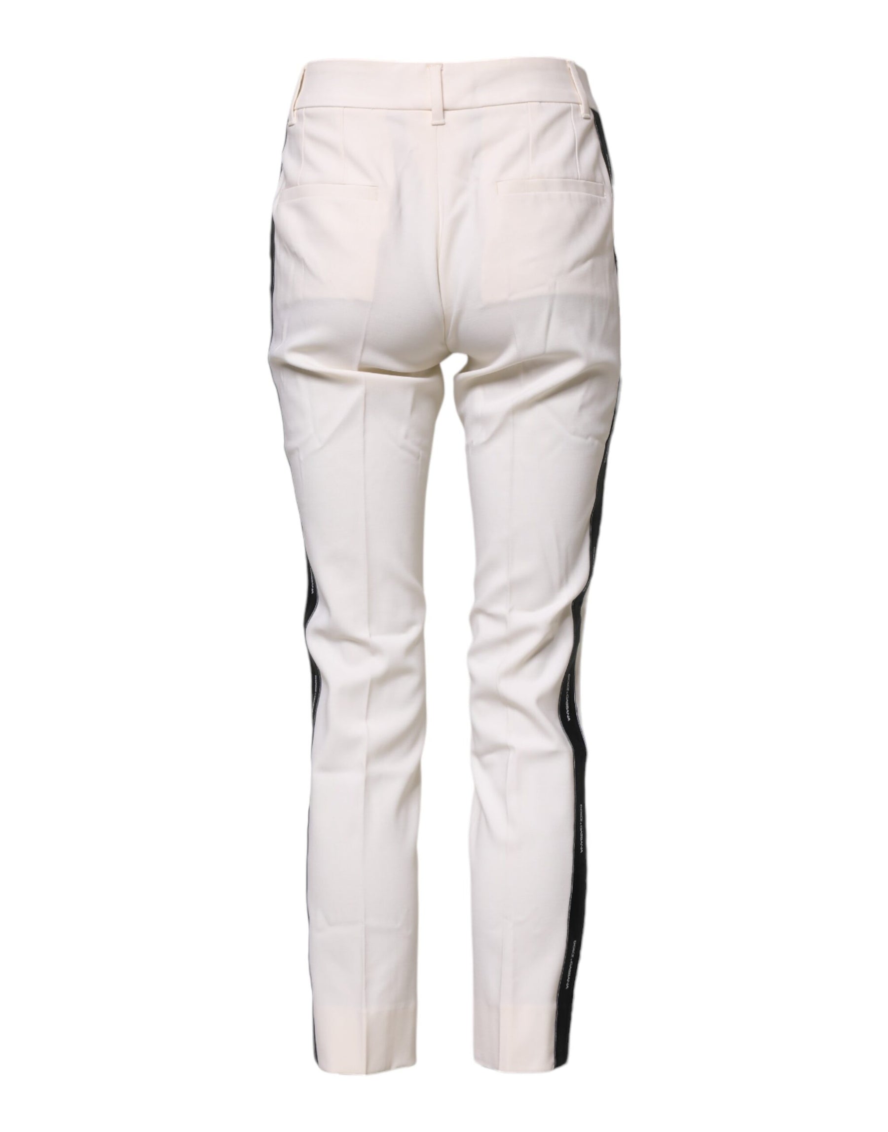 Dolce & Gabbana White Wool Tapered High Waist Pants | Regal Royce