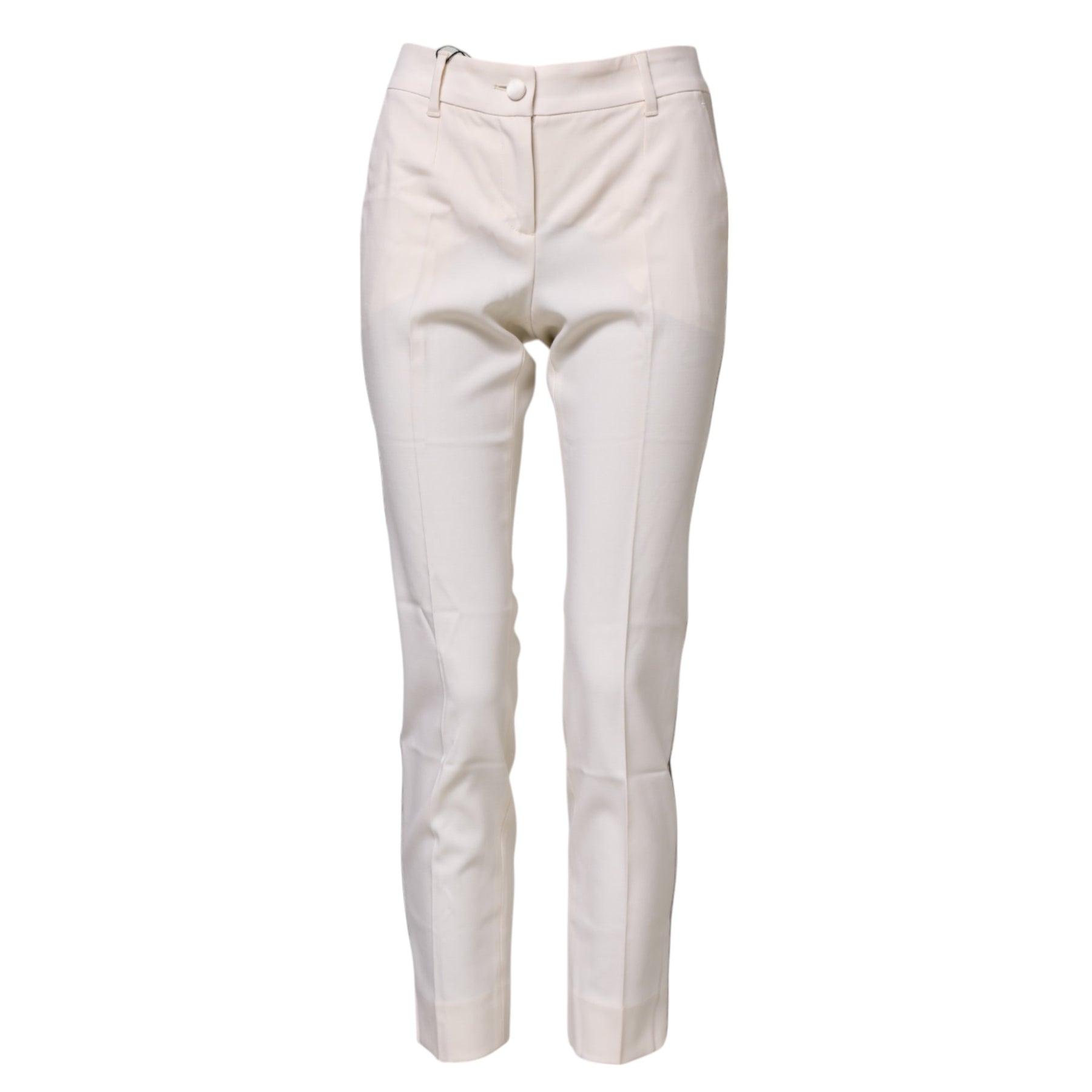 Dolce & Gabbana White Wool Tapered High Waist Pants | Regal Royce