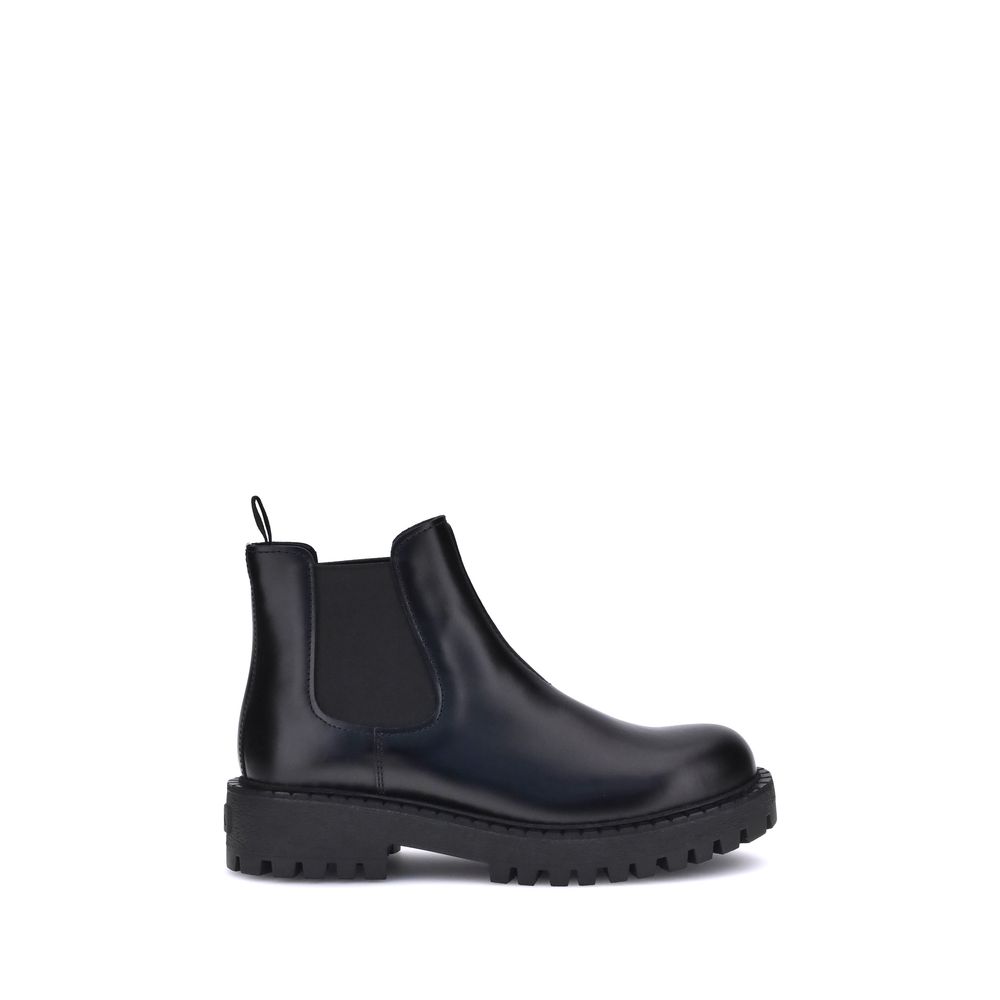 Prada Black Calf Leather Bos Taurus Chelsea Boots | Regal Royce