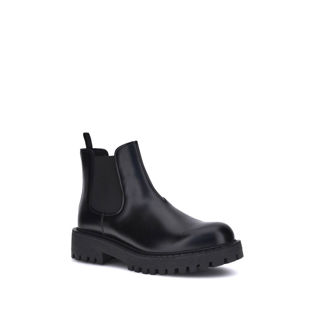 Prada Black Calf Leather Bos Taurus Chelsea Boots | Regal Royce