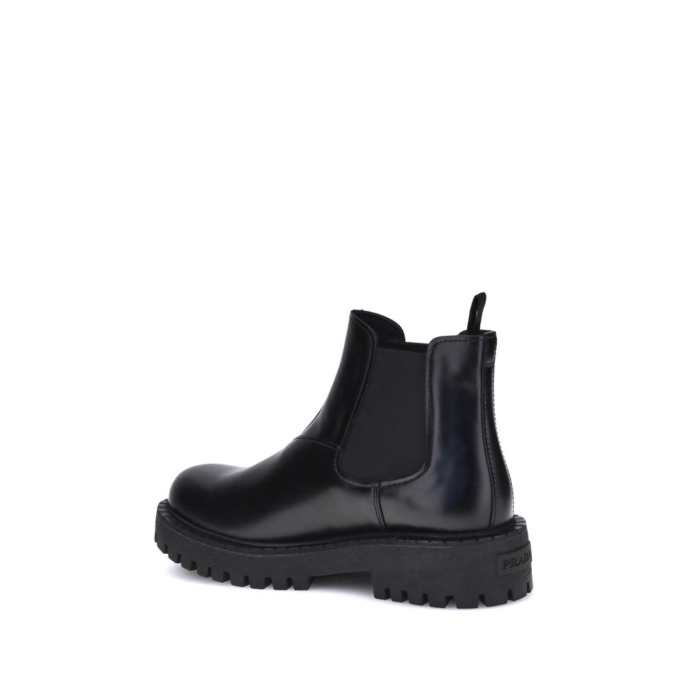 Prada Black Calf Leather Bos Taurus Chelsea Boots | Regal Royce
