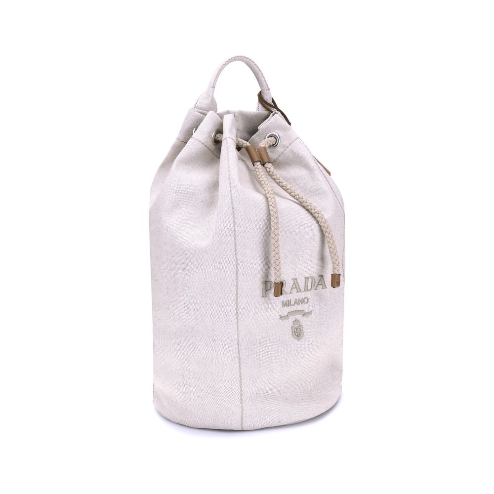 Prada White Cotton Backet Bag | Regal Royce