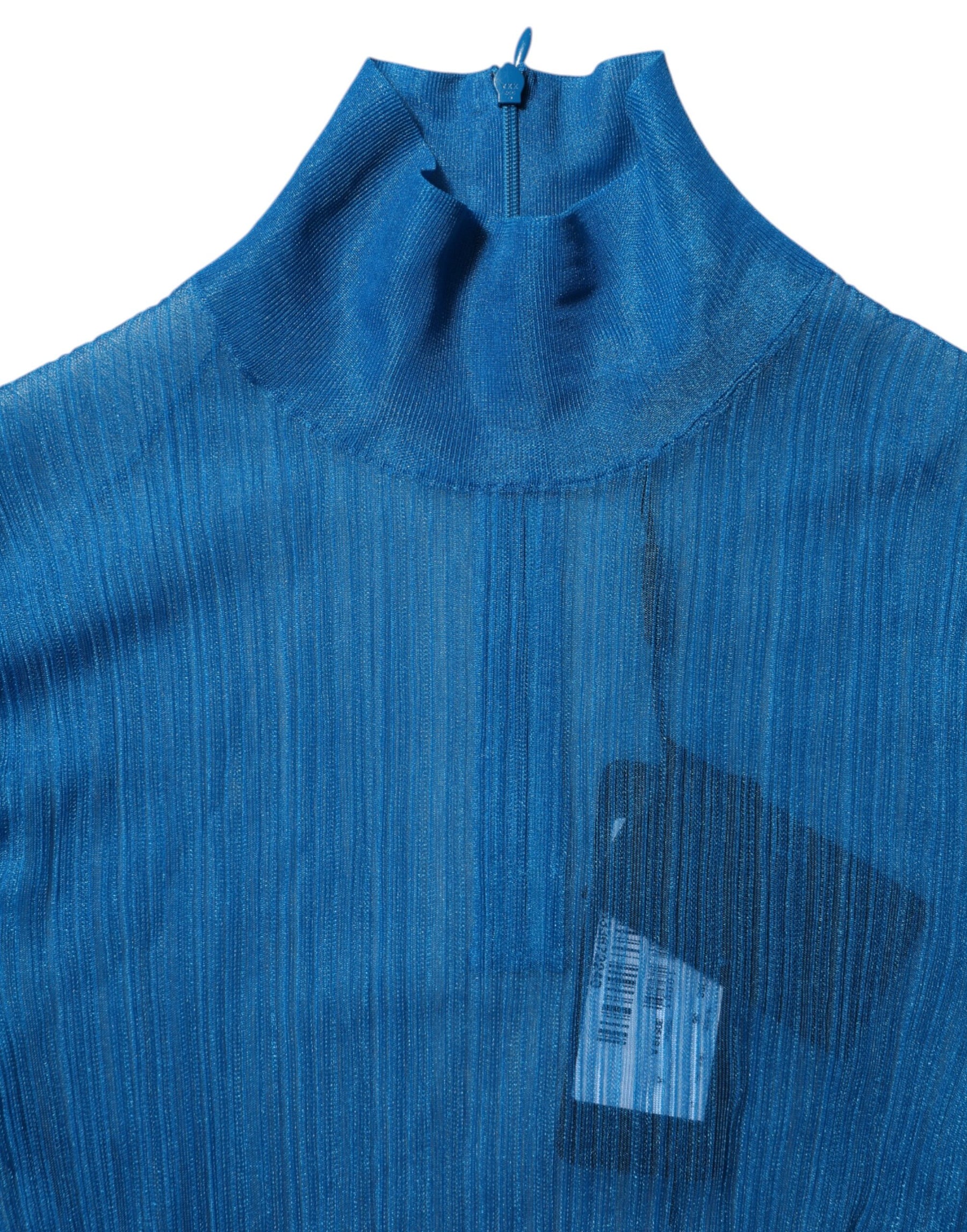 Dolce & Gabbana Blue See Through Turtleneck Long Sleeves Top | Regal Royce